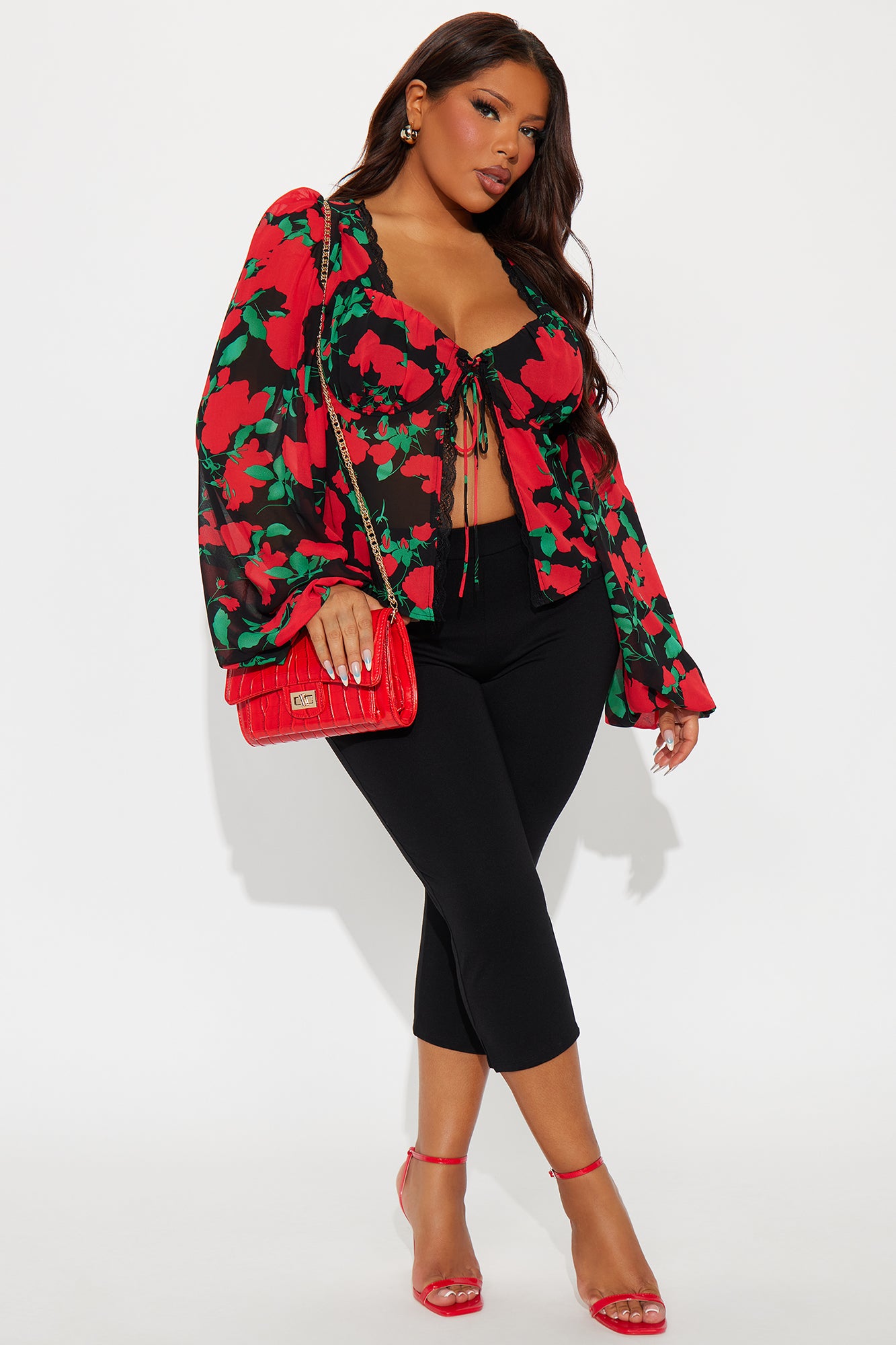 Shower Me With Flowers Top - Black/Red - Image 4