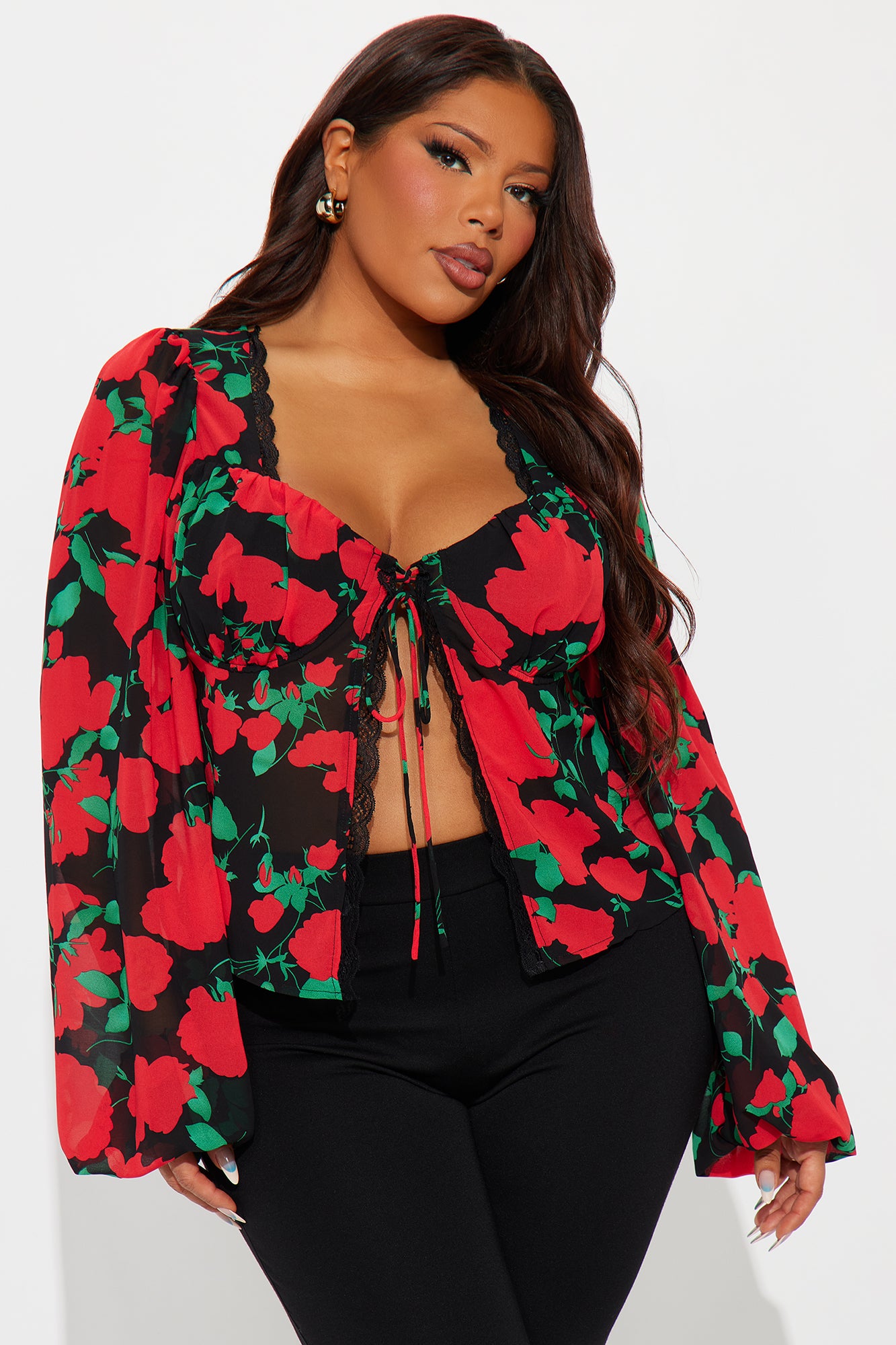 Shower Me With Flowers Top - Black/Red - Image 5