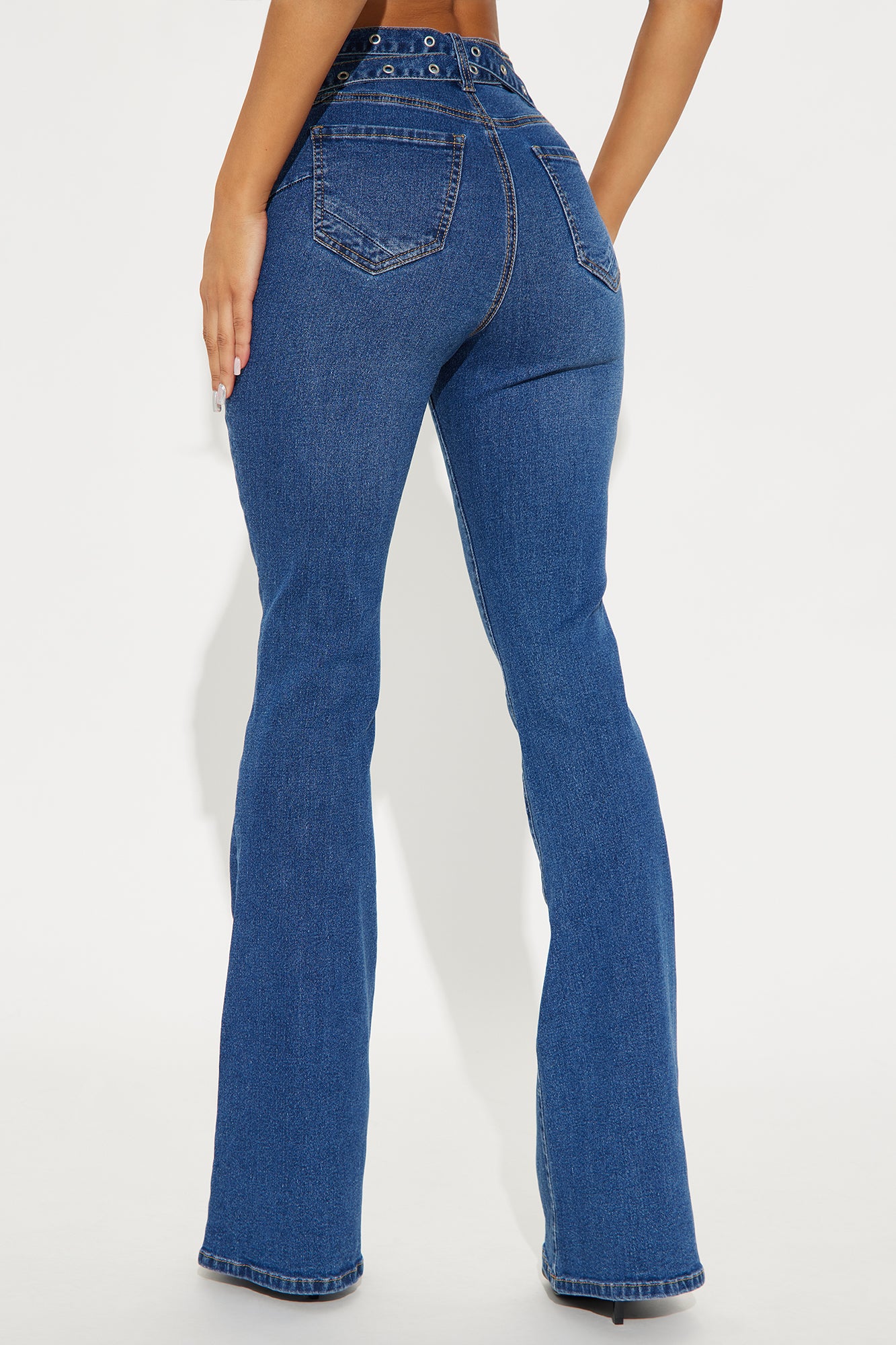 Born To Ride High Rise Flare Jeans - Dark Wash - Image 3