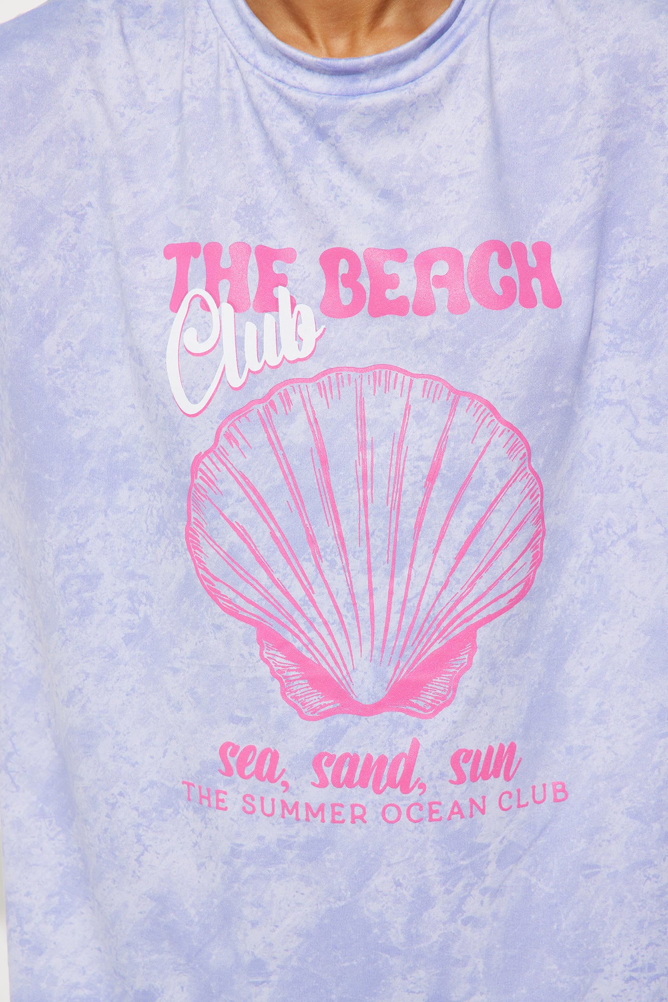 Beach Club Washed Oversize T-Shirt Biker Short Set - Lavender - Image 3