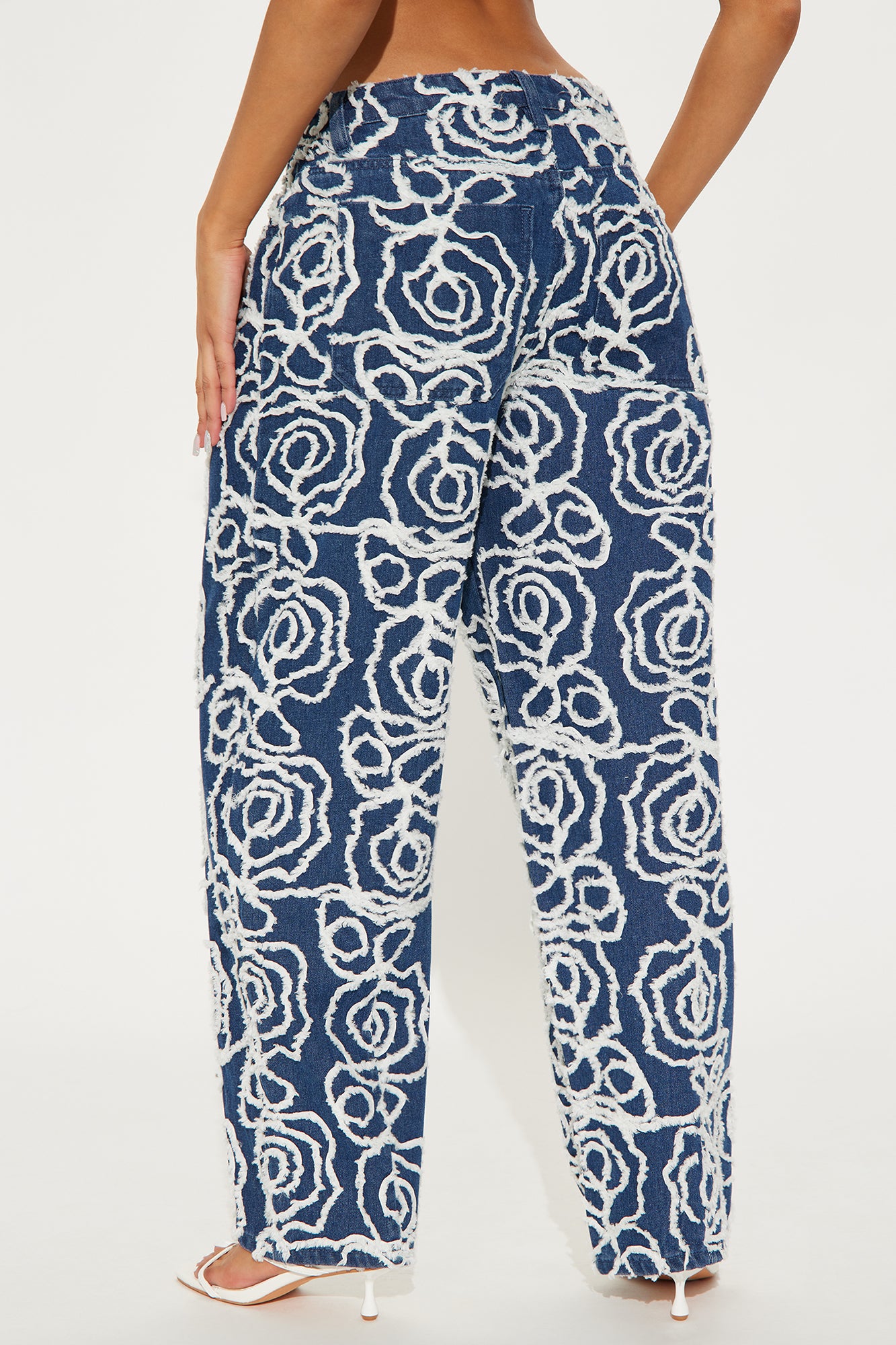 Urban Flora Loose Straight Leg Jeans - Medium Wash - Image 3