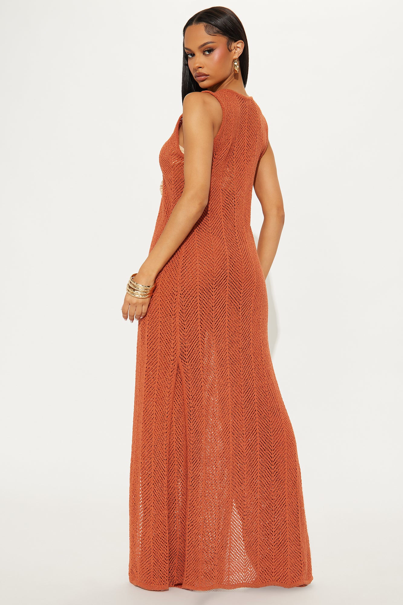 Desert Mirage Crochet Pant Set - Rust - Image 3