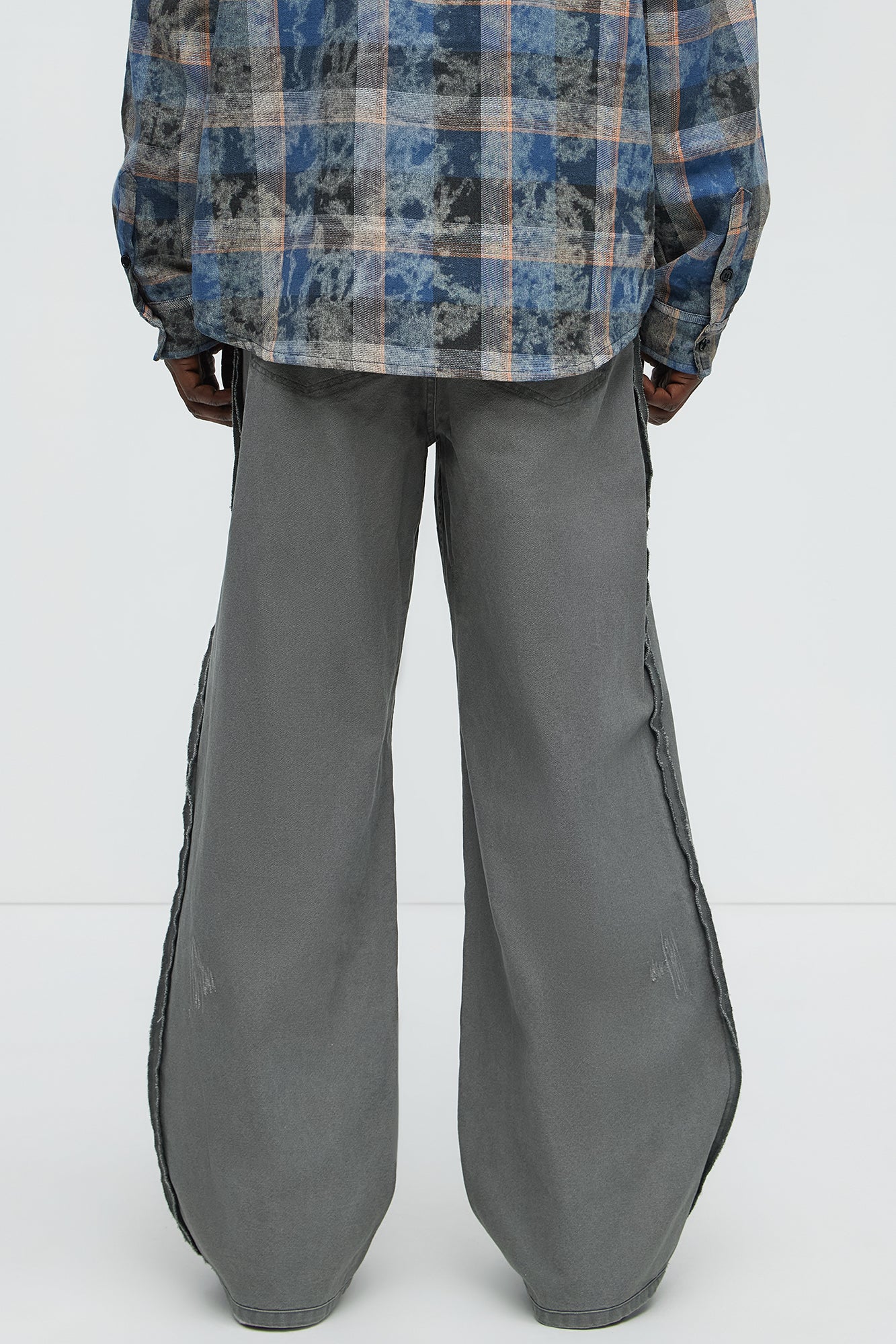 Inside Out Distressed Baggy Pants - Grey - Image 4
