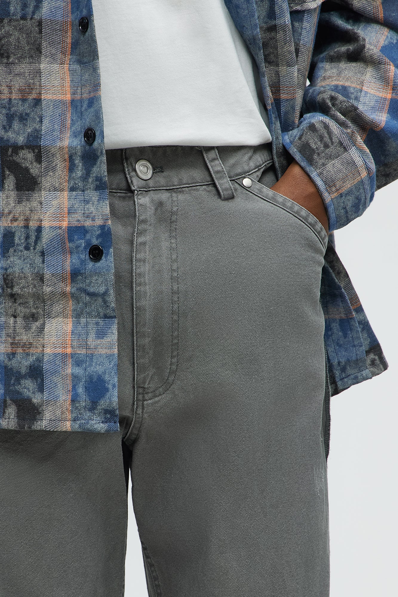 Inside Out Distressed Baggy Pants - Grey - Image 3
