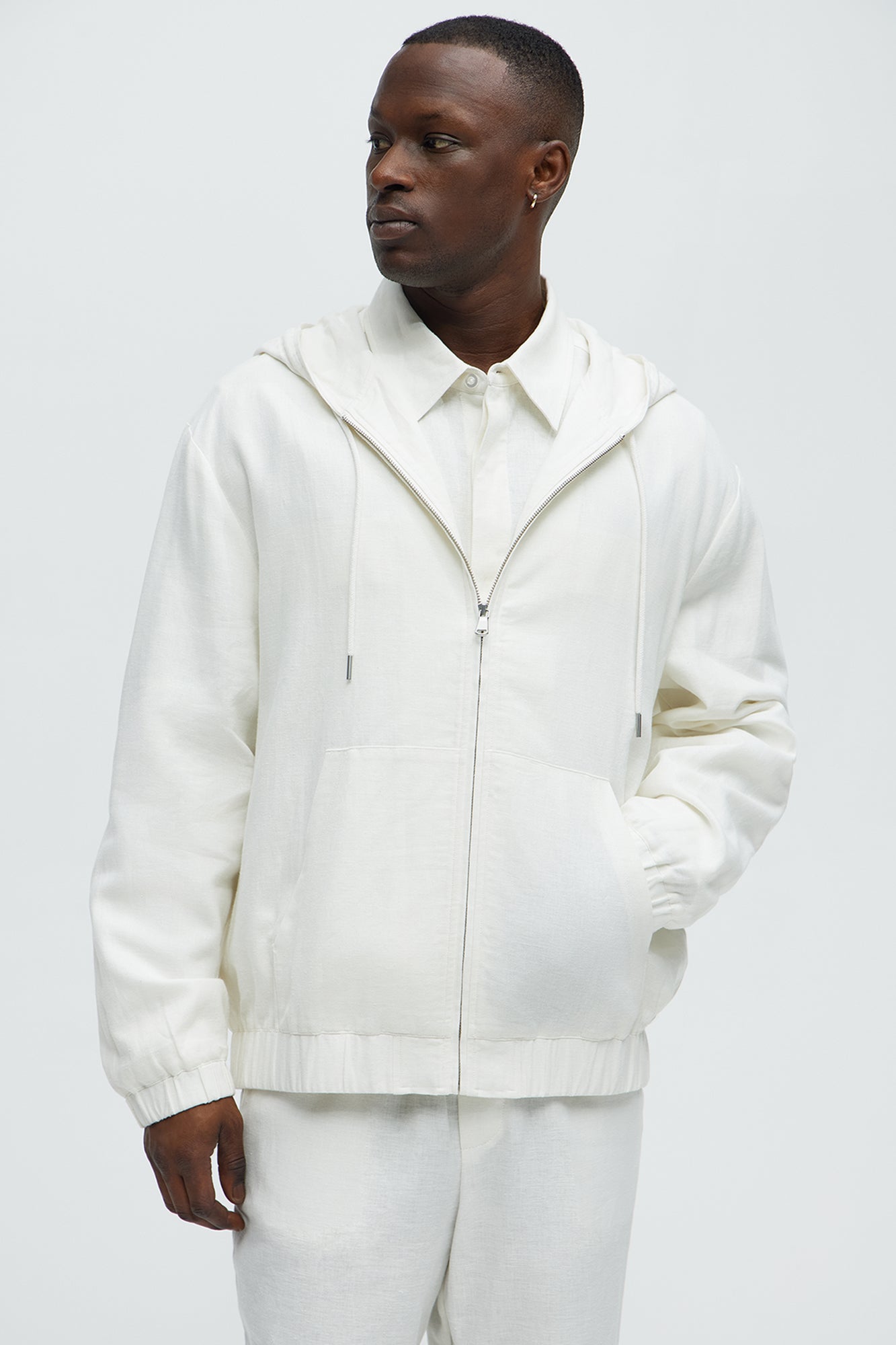 Bahamas Linen Relaxed Hooded Jacket - White - Image 4