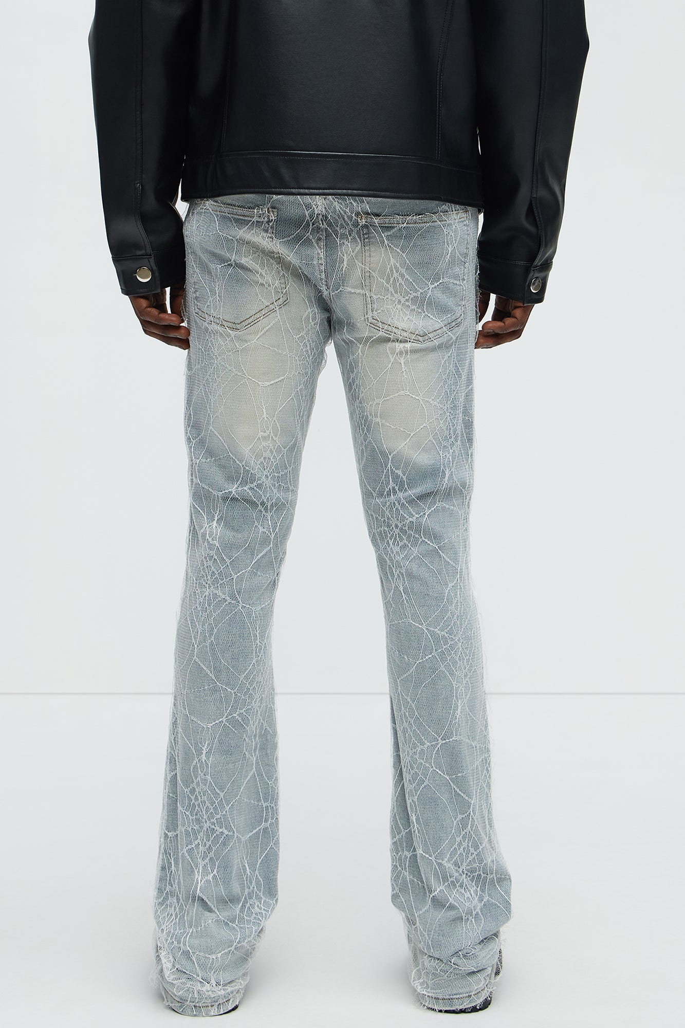 Stacked Skinny Flare Laced Jeans - Light Wash - Image 4