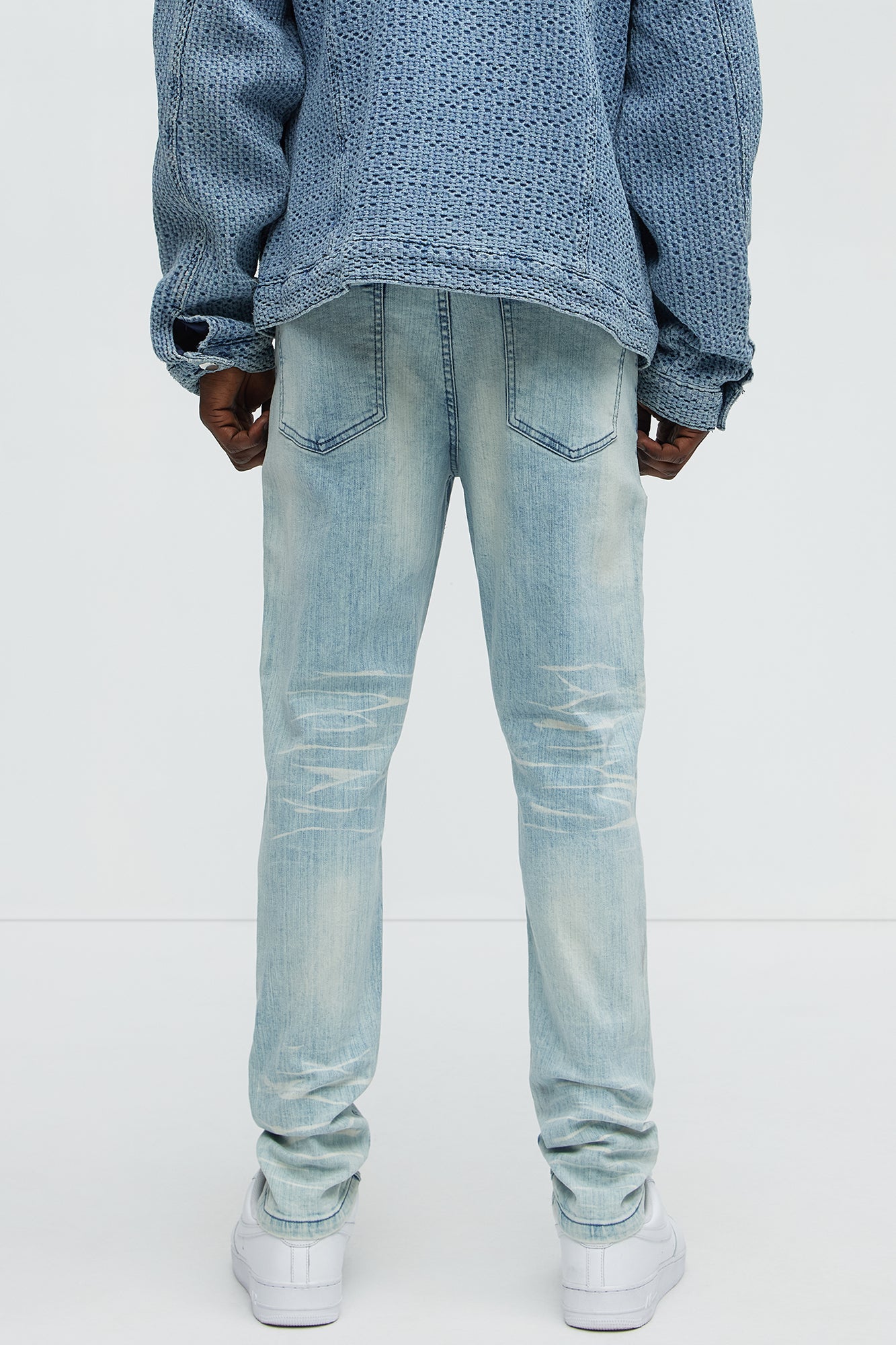 No Less Distressed Skinny Cargo Jeans - Light Blue Wash - Image 4