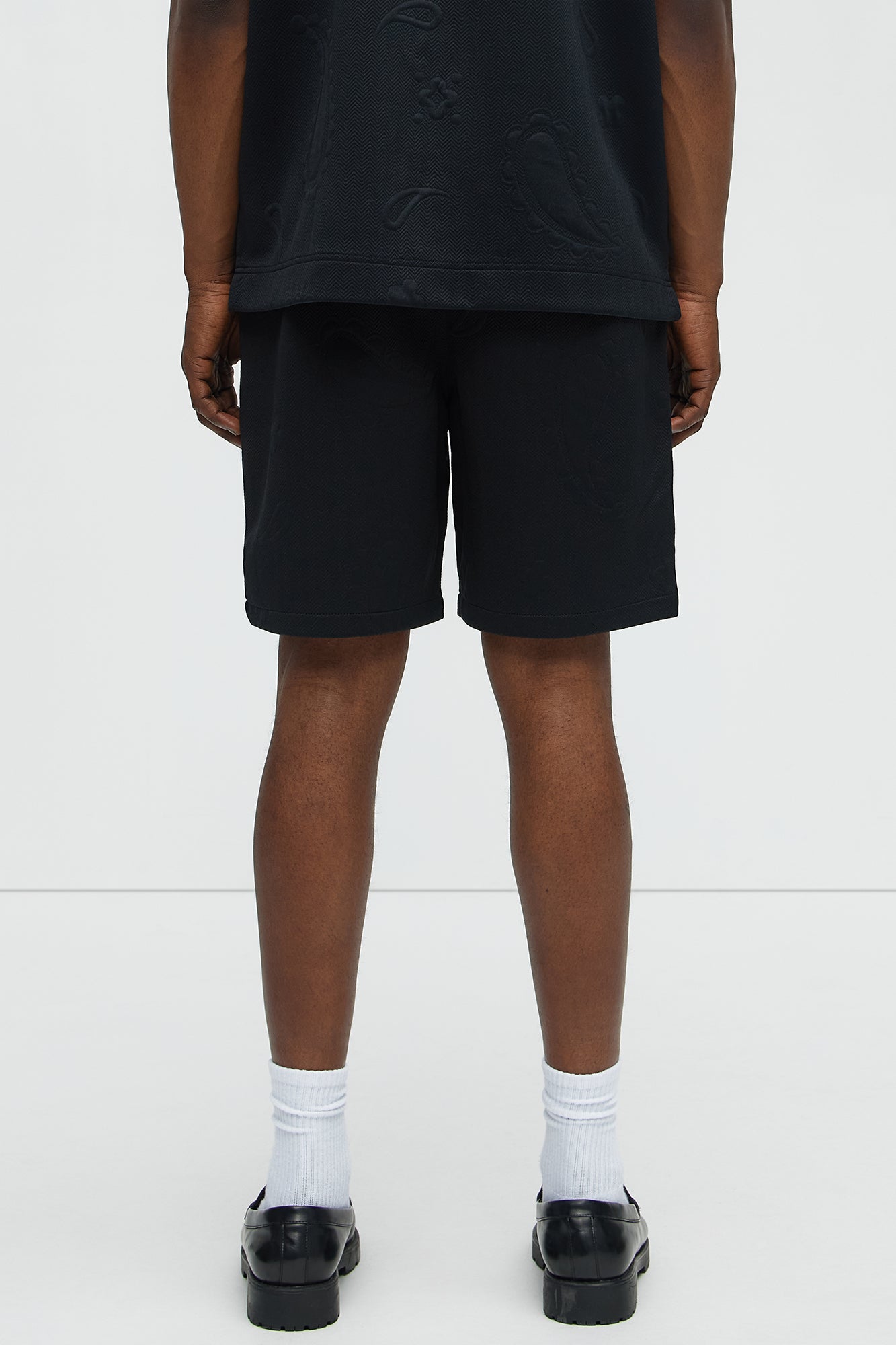 Heavyweight Textured Jacquard Relaxed Short - Black - Image 4