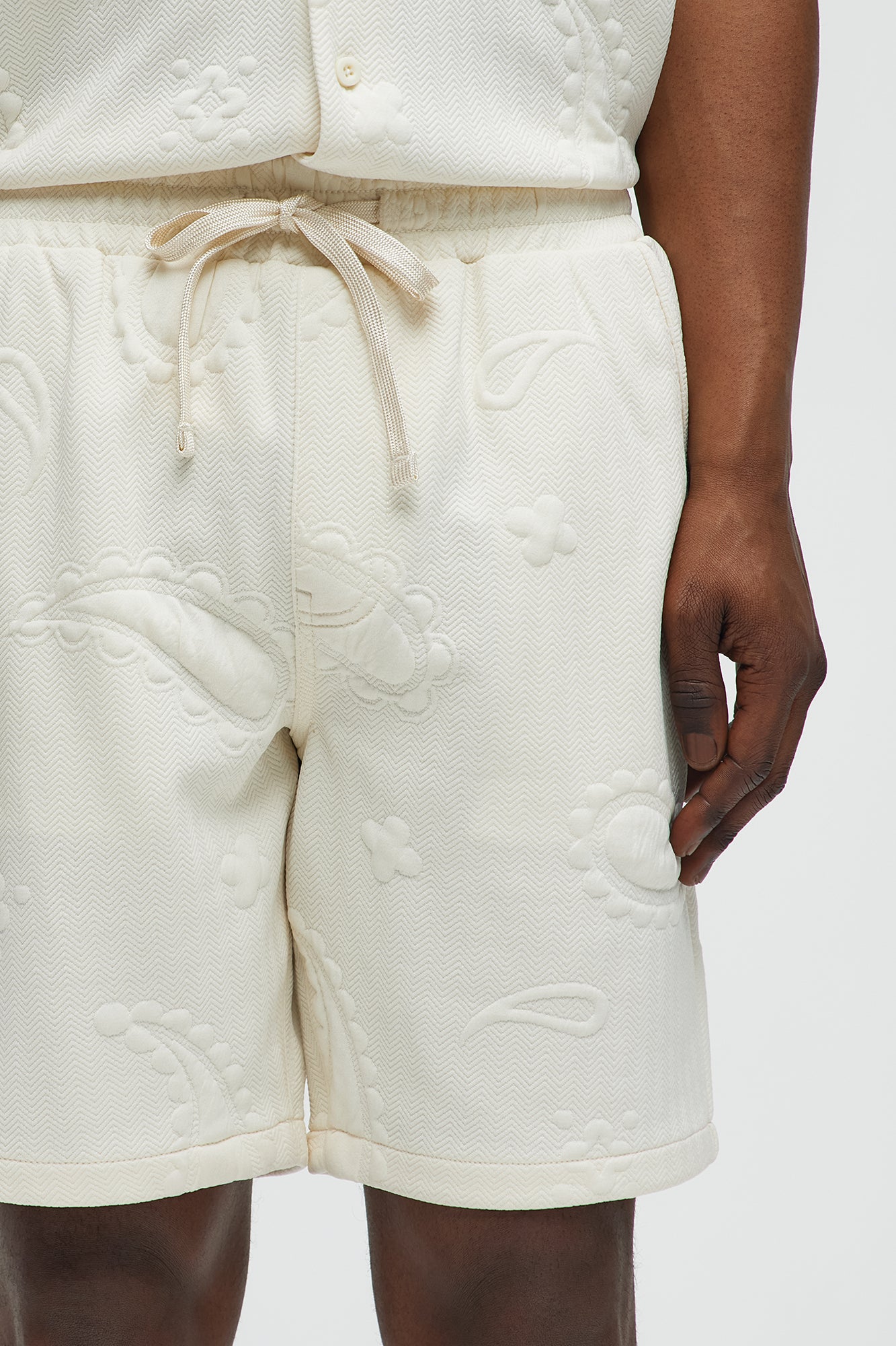 Heavyweight Textured Jacquard Relaxed Short - Off White - Image 3