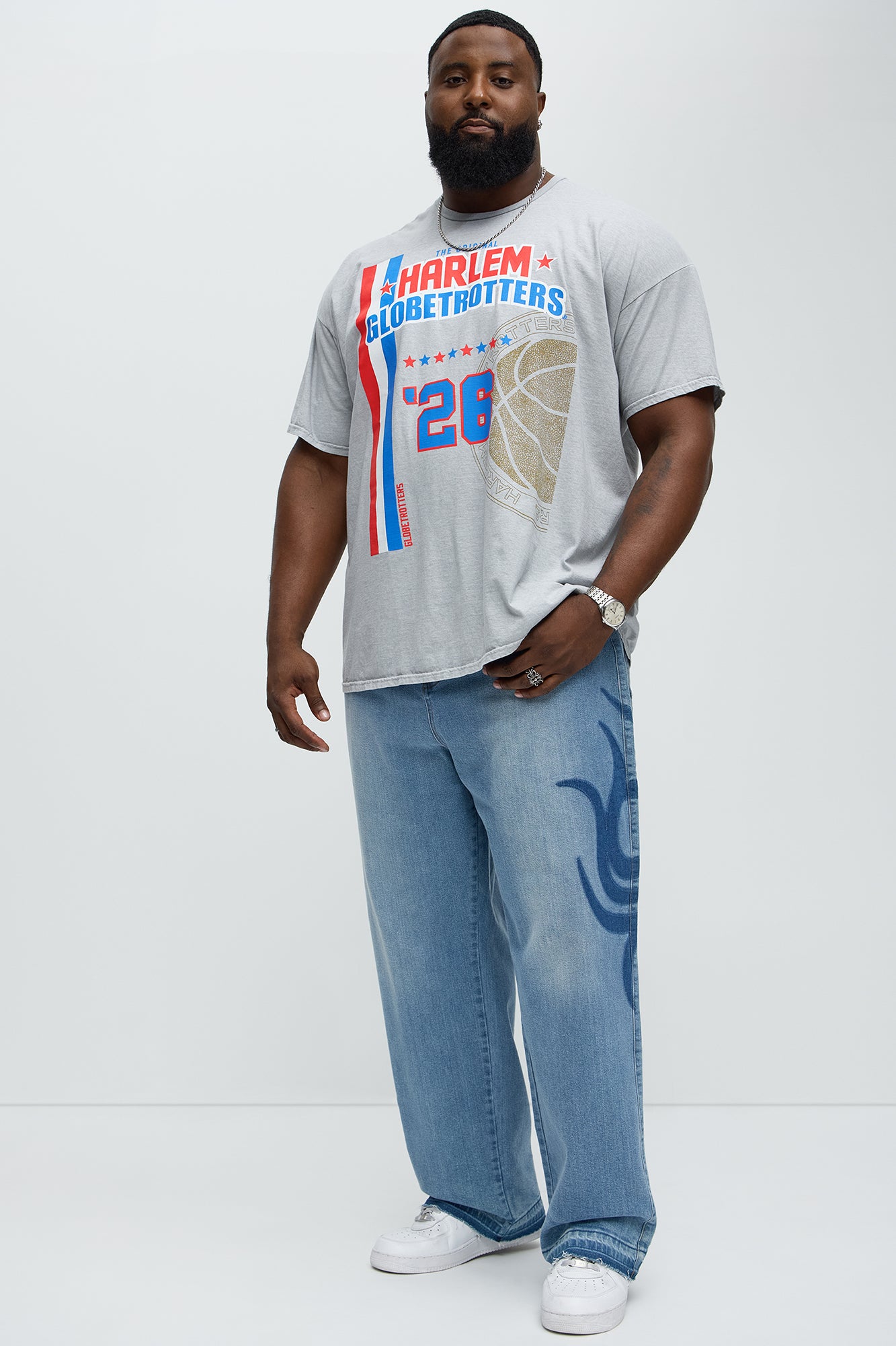 The Original Harlem Globetrotters 23 Short Sleeve Tee - Grey - Image 5