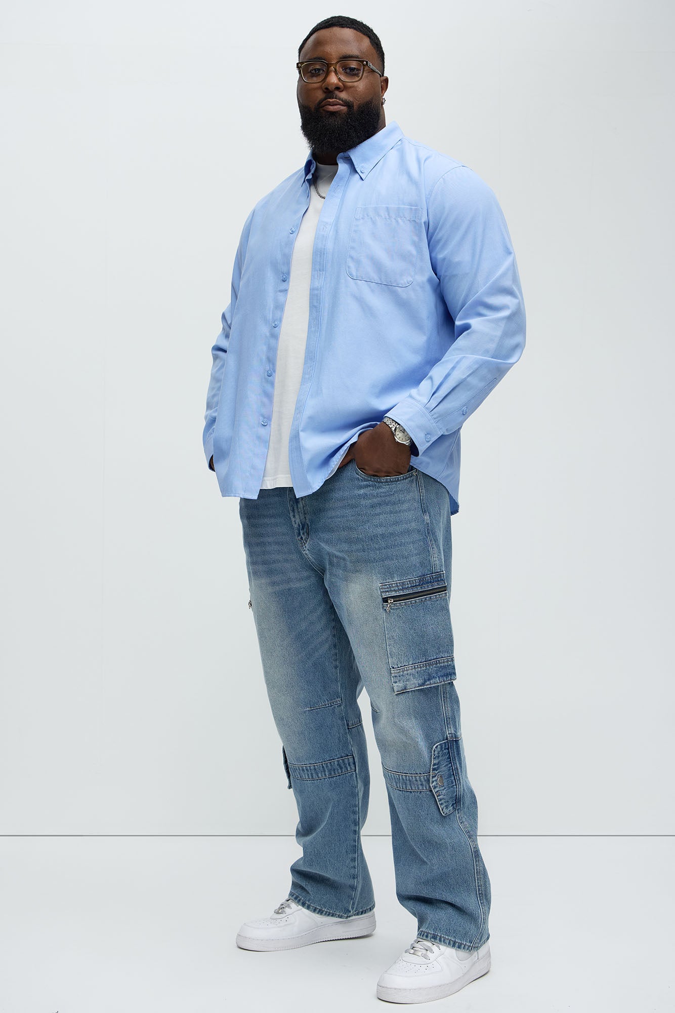 Already Over It Straight Cargo Jeans - Medium Blue Wash - Image 6