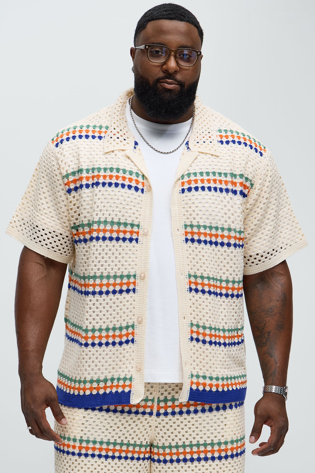 Anderson Crochet Cuban Collar - Cream/combo - Image 4