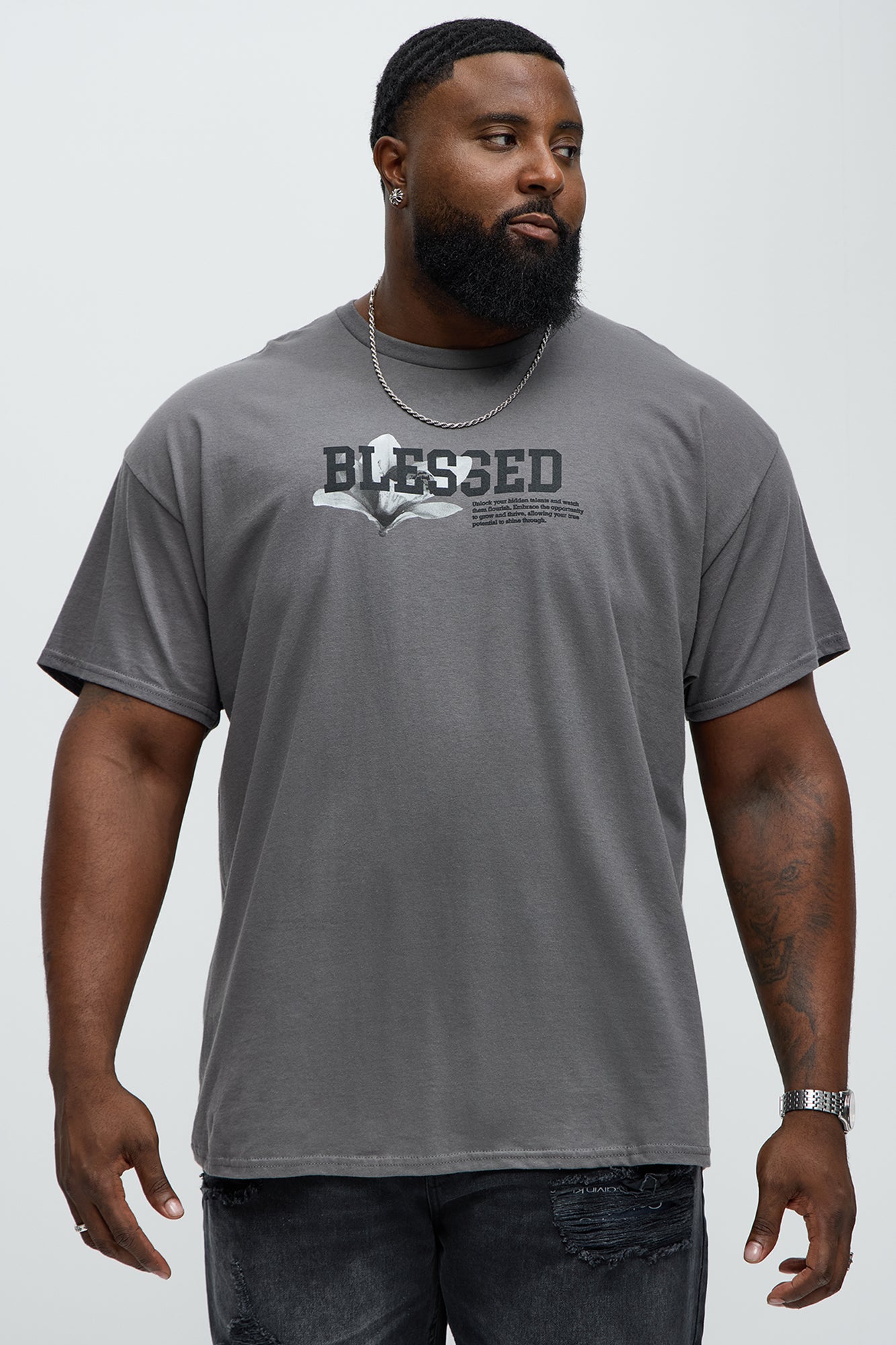 Blessed And Growing Short Sleeve Tee - Charcoal - Image 5