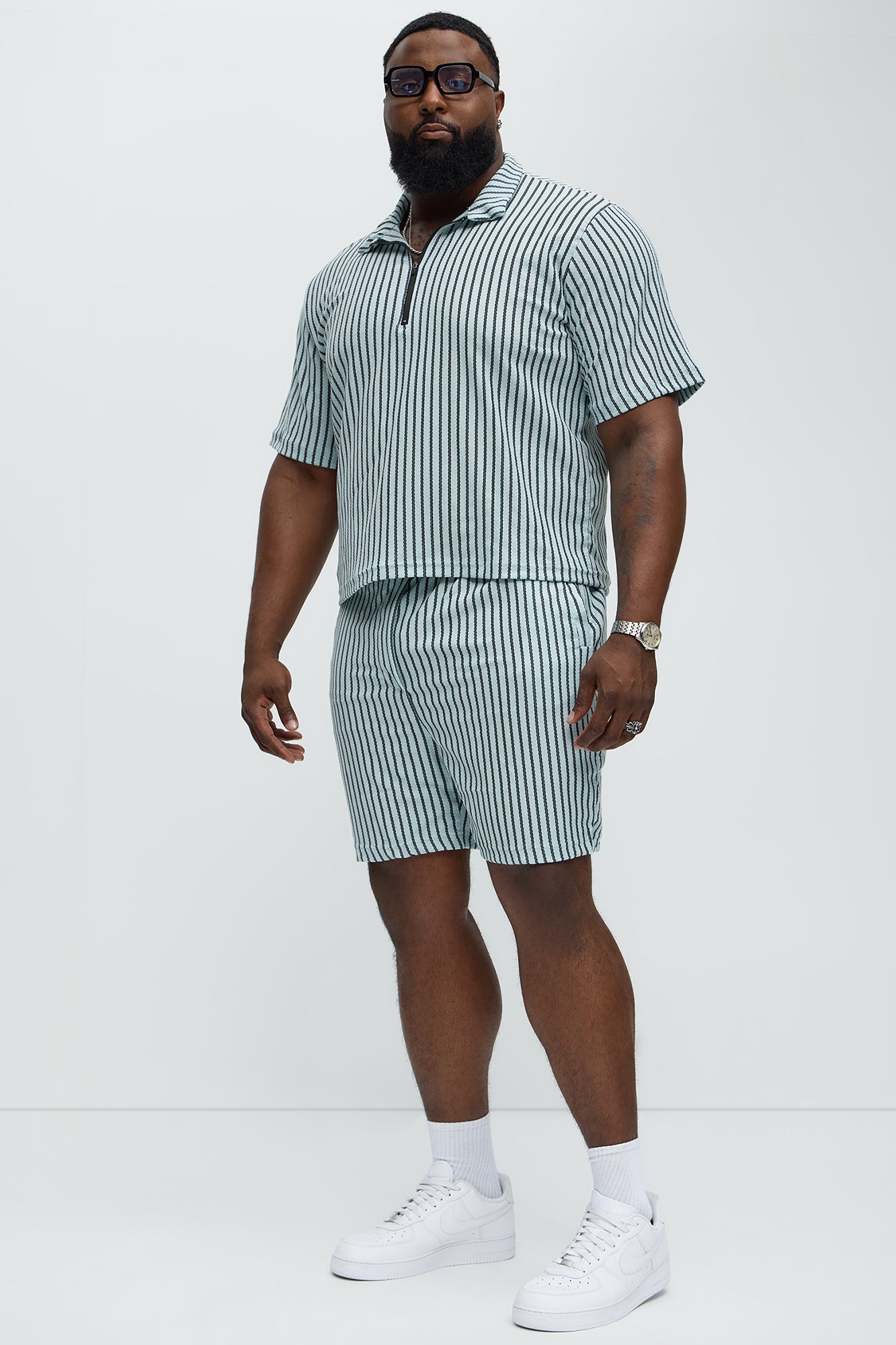 Rivera Zig Zag Quarter Zip Polo - Light Blue - Image 5
