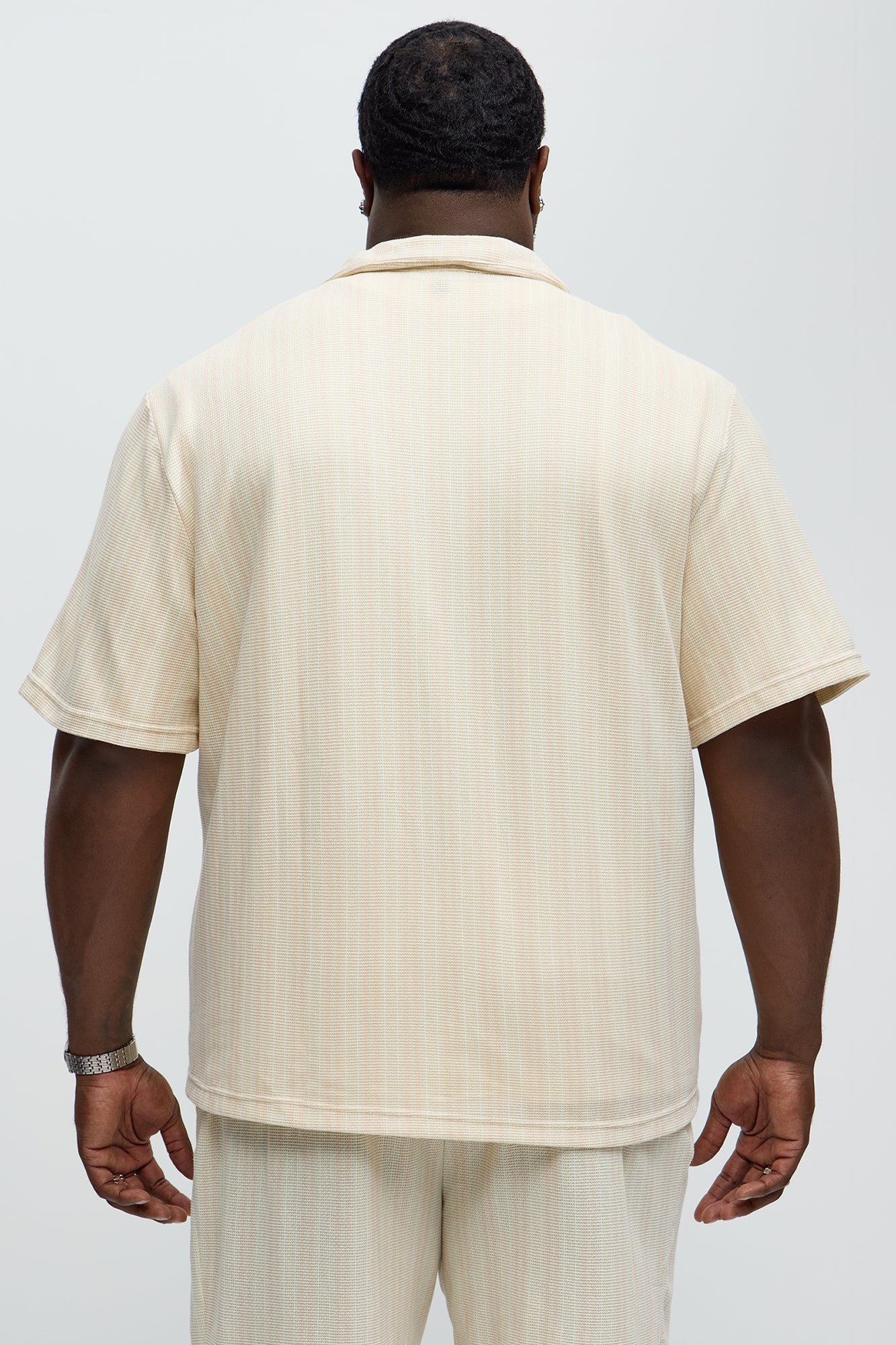 Valor Striped Short Sleeve Button Up - Cream - Image 6