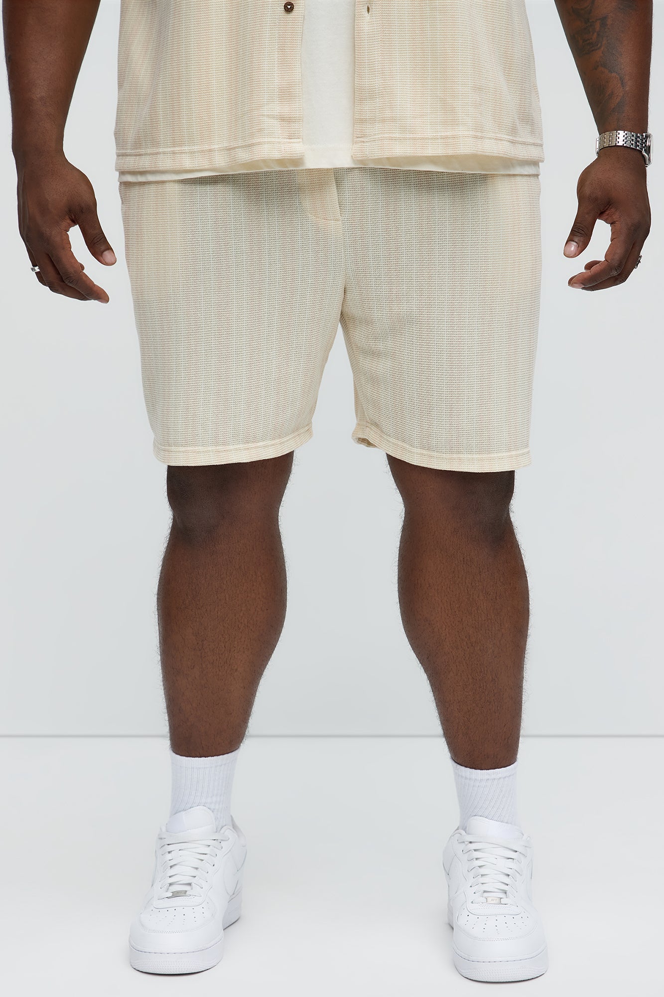 Valor Drawstring Striped Shorts - Cream - Image 5