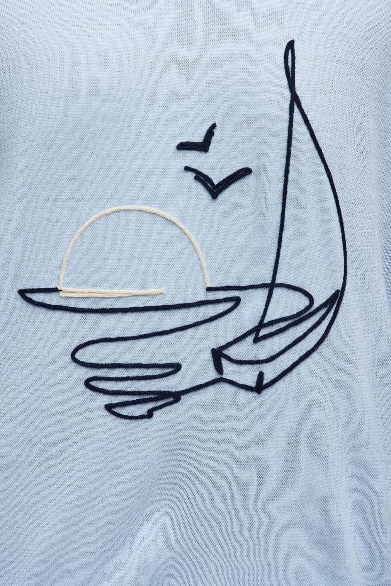 Finley Knitted Johnny Collar Sweater Polo - Light Blue - Image 7