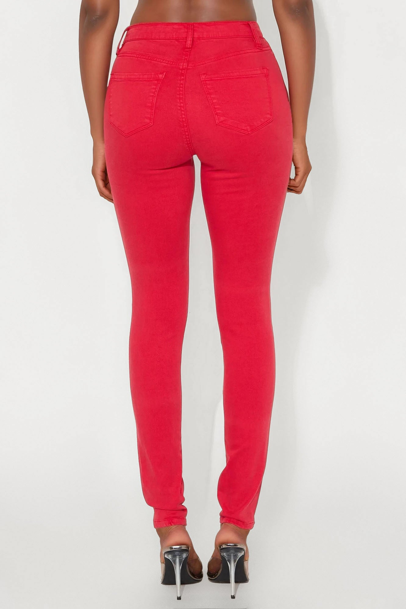 Tall Classic Color High Waist Skinny Jeans - Red - Image 3