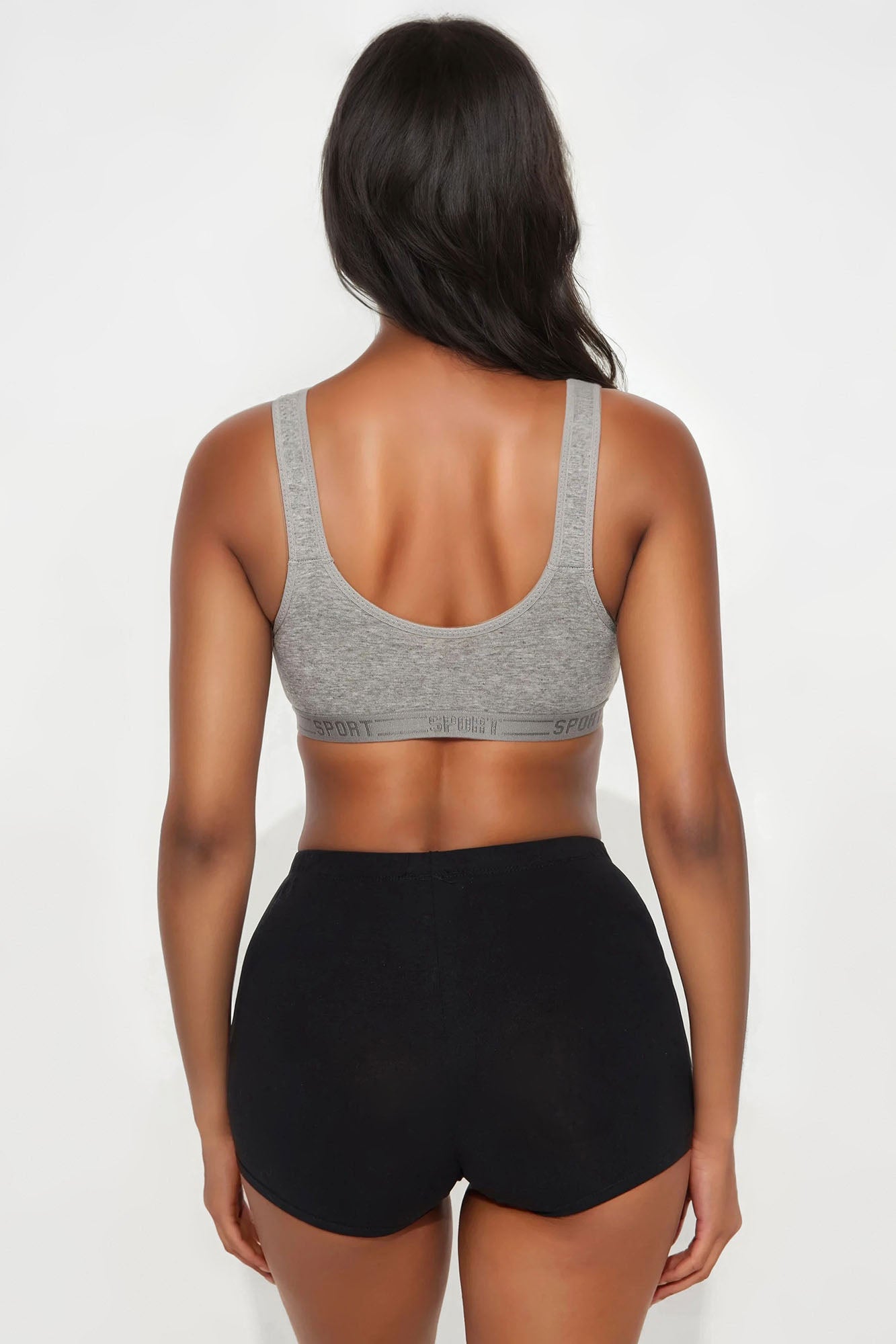 Sporty Look 2 Pack Wireless Molded Cup Cotton Bra - Grey/combo - Image 3