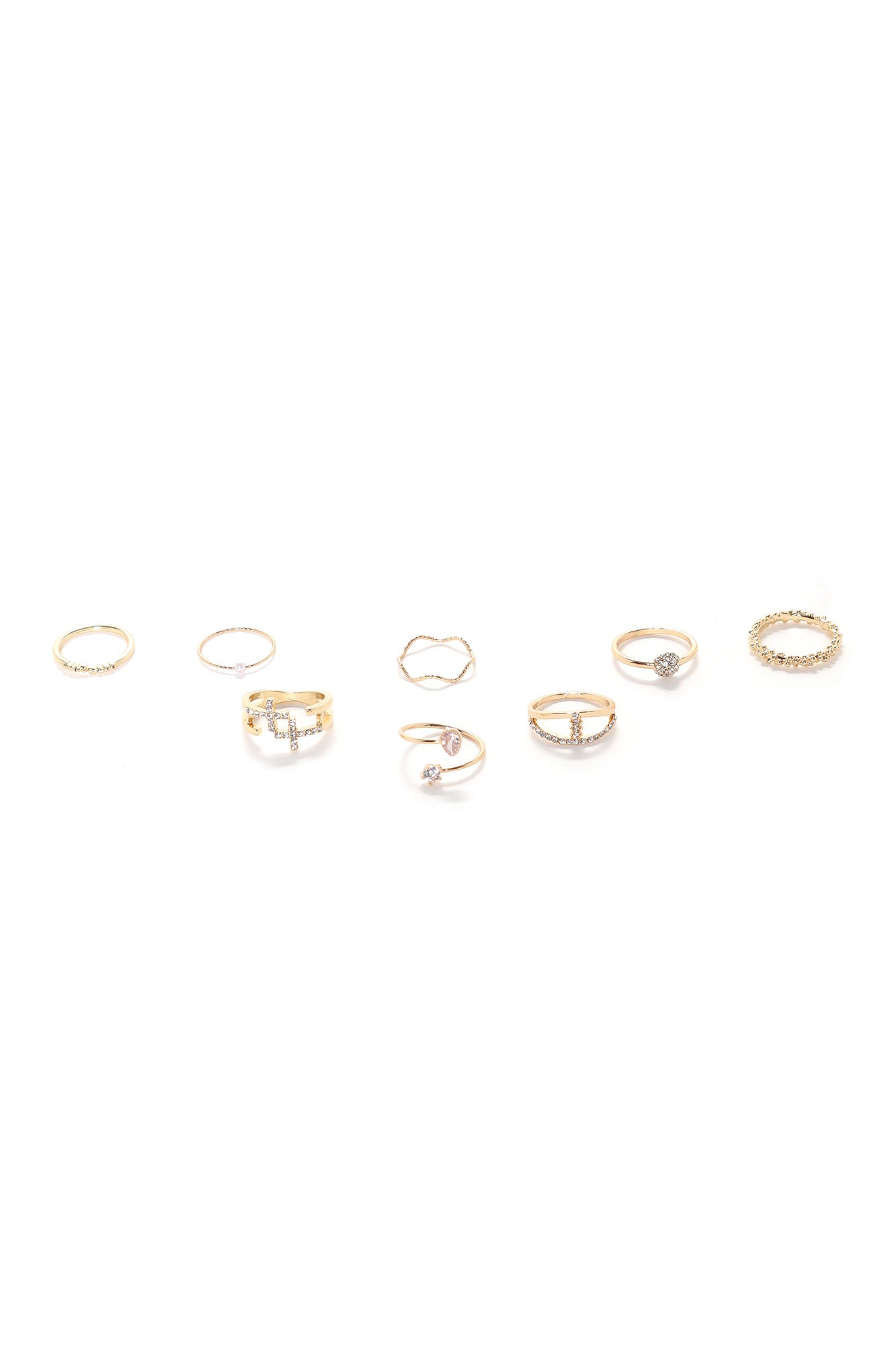 Simply Beautiful 9 Piece Ring Set - Gold - Image 3
