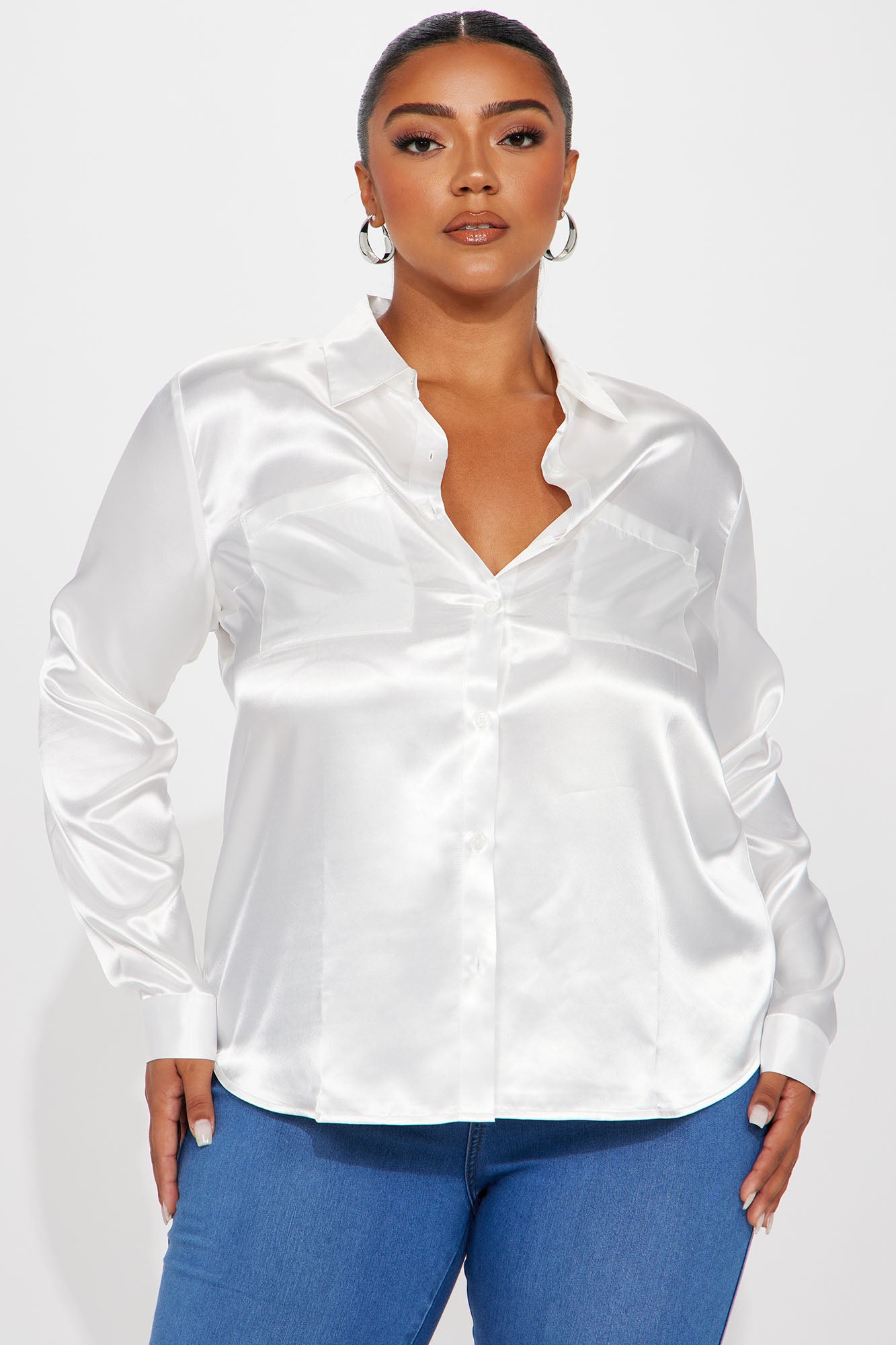 You Better Work Satin Shirt - White - Image 4