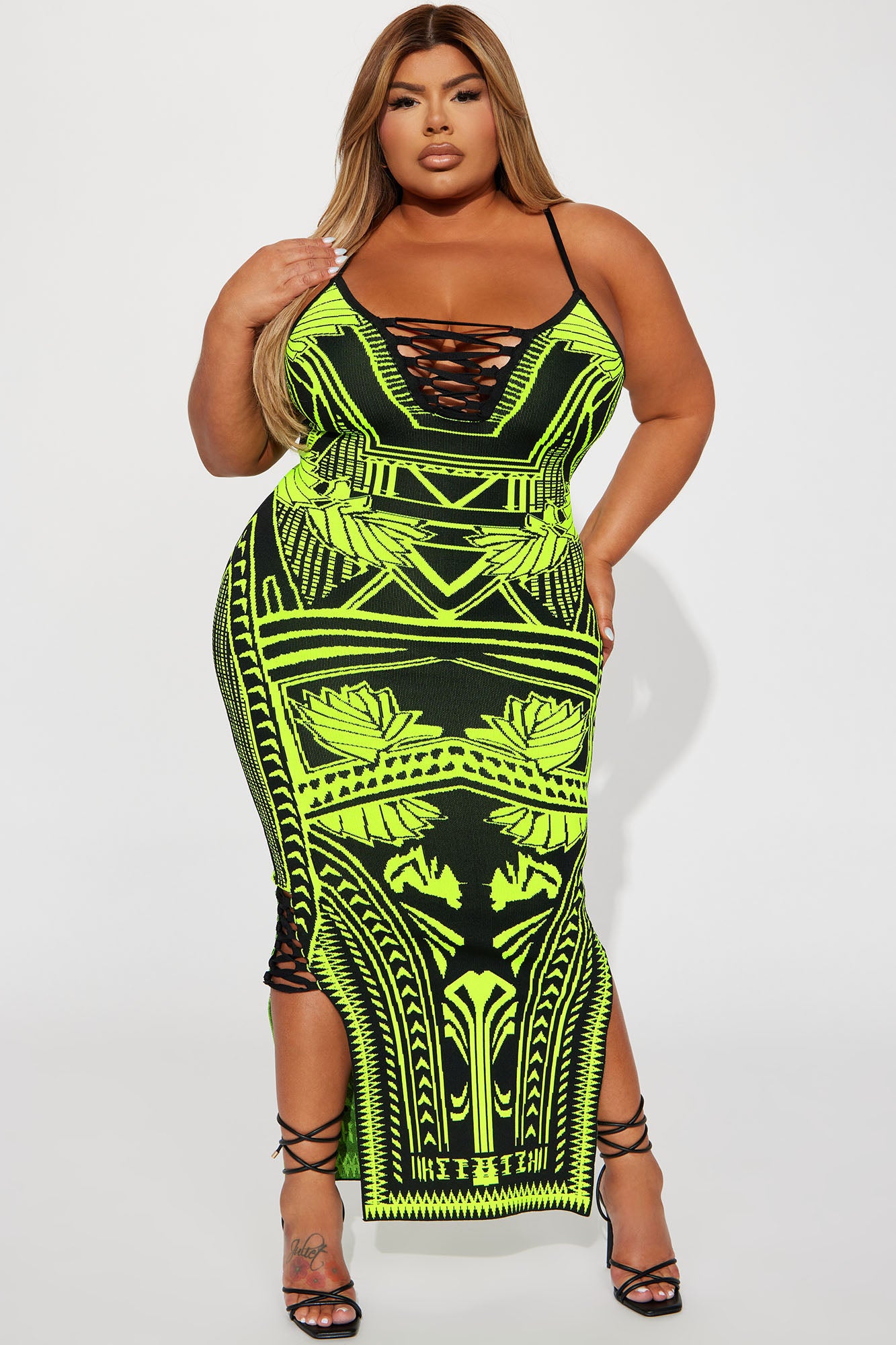 Bad Gal Bandage Maxi Dress - Lime - Image 4