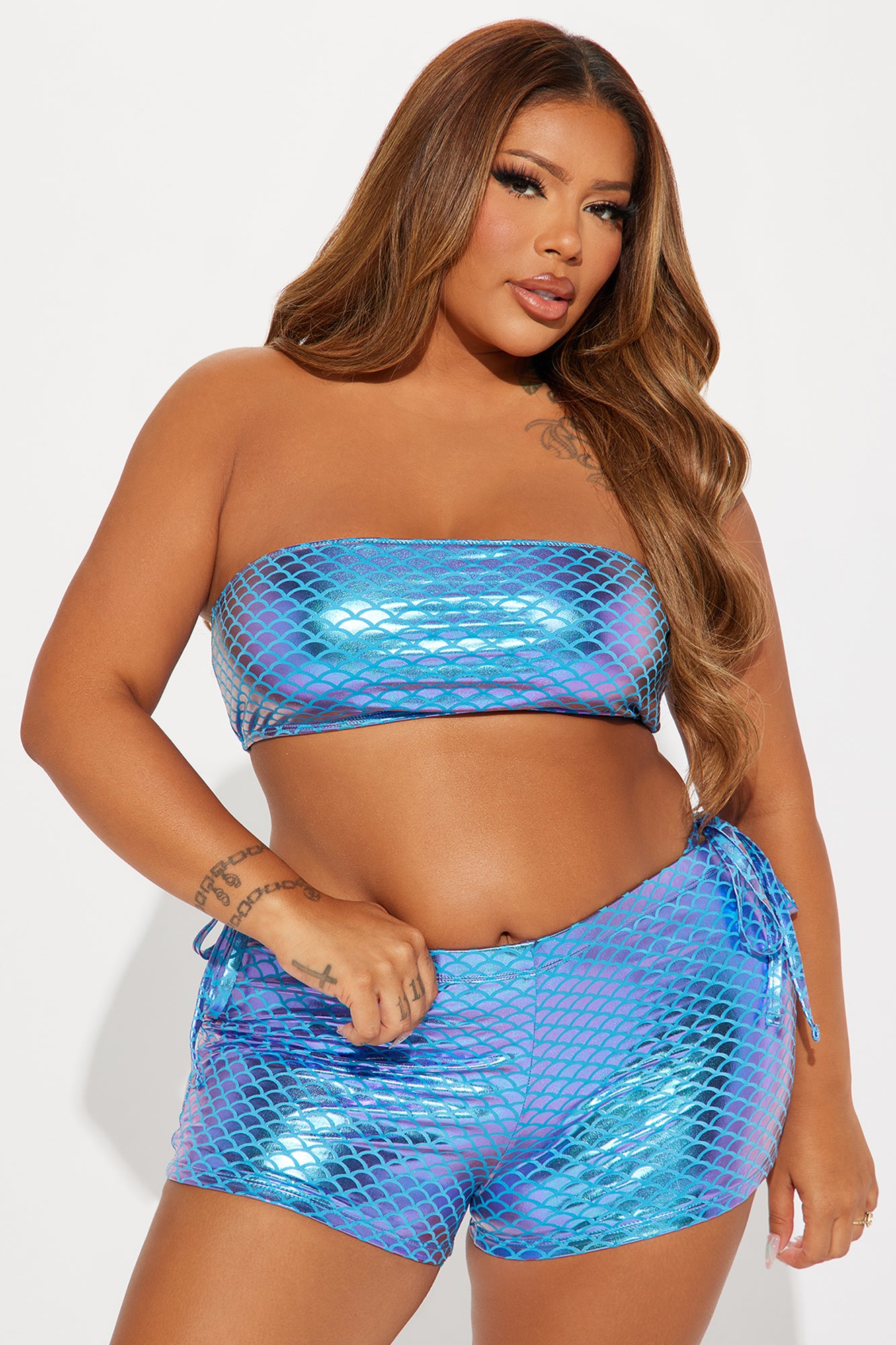 Trisha Bandeau 3 Piece Boyshort Bikini - Blue - Image 5