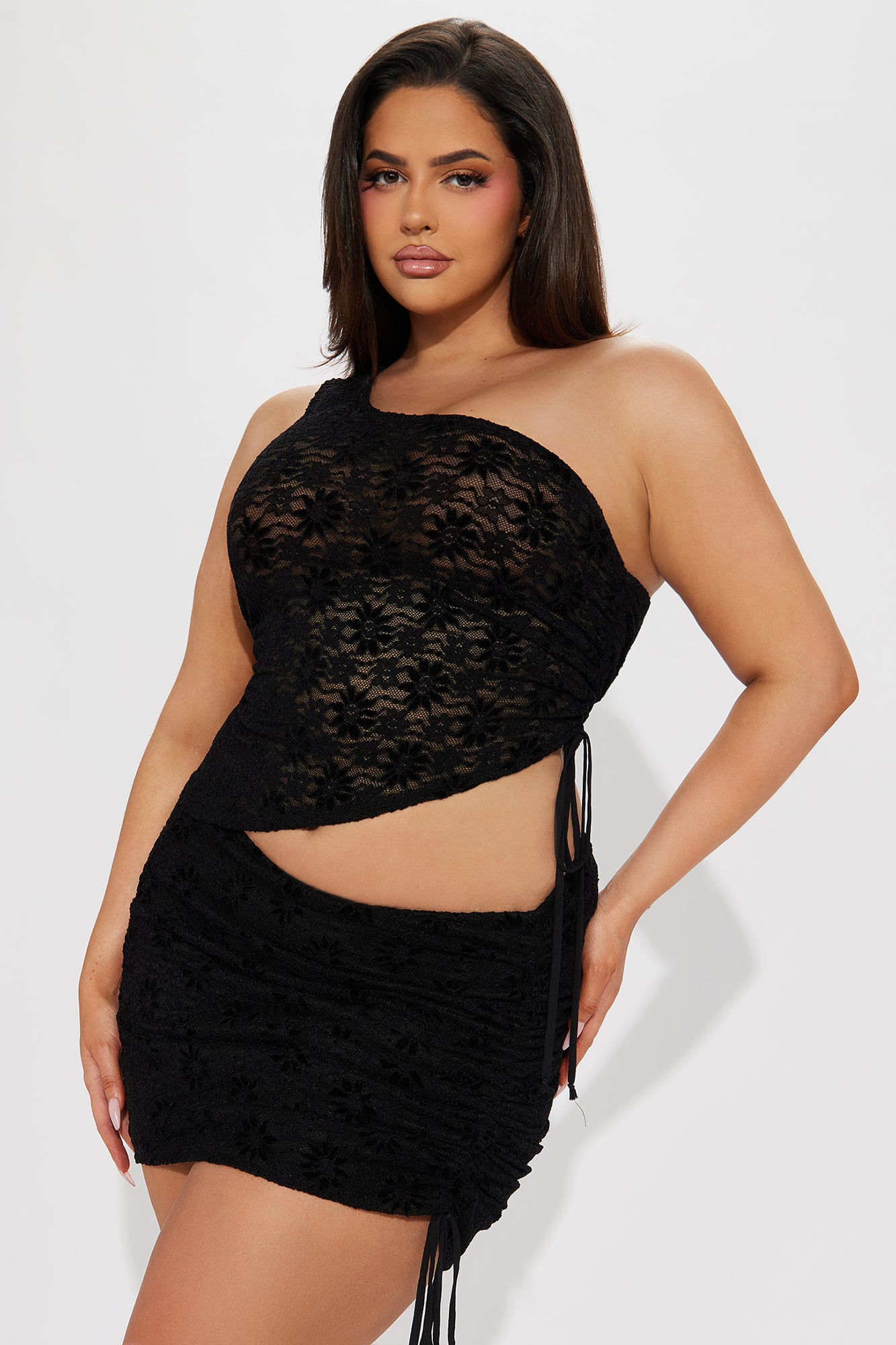 Perla Lace Skirt Set - Black - Image 5