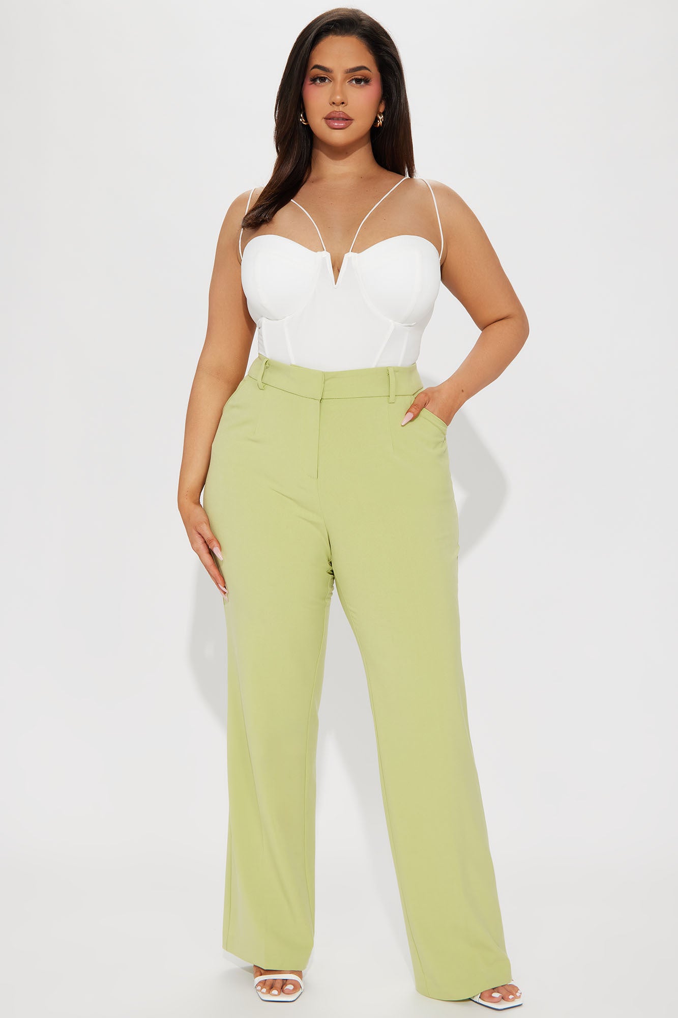 Tasha Dressy High Rise Pants - Sage - Image 4