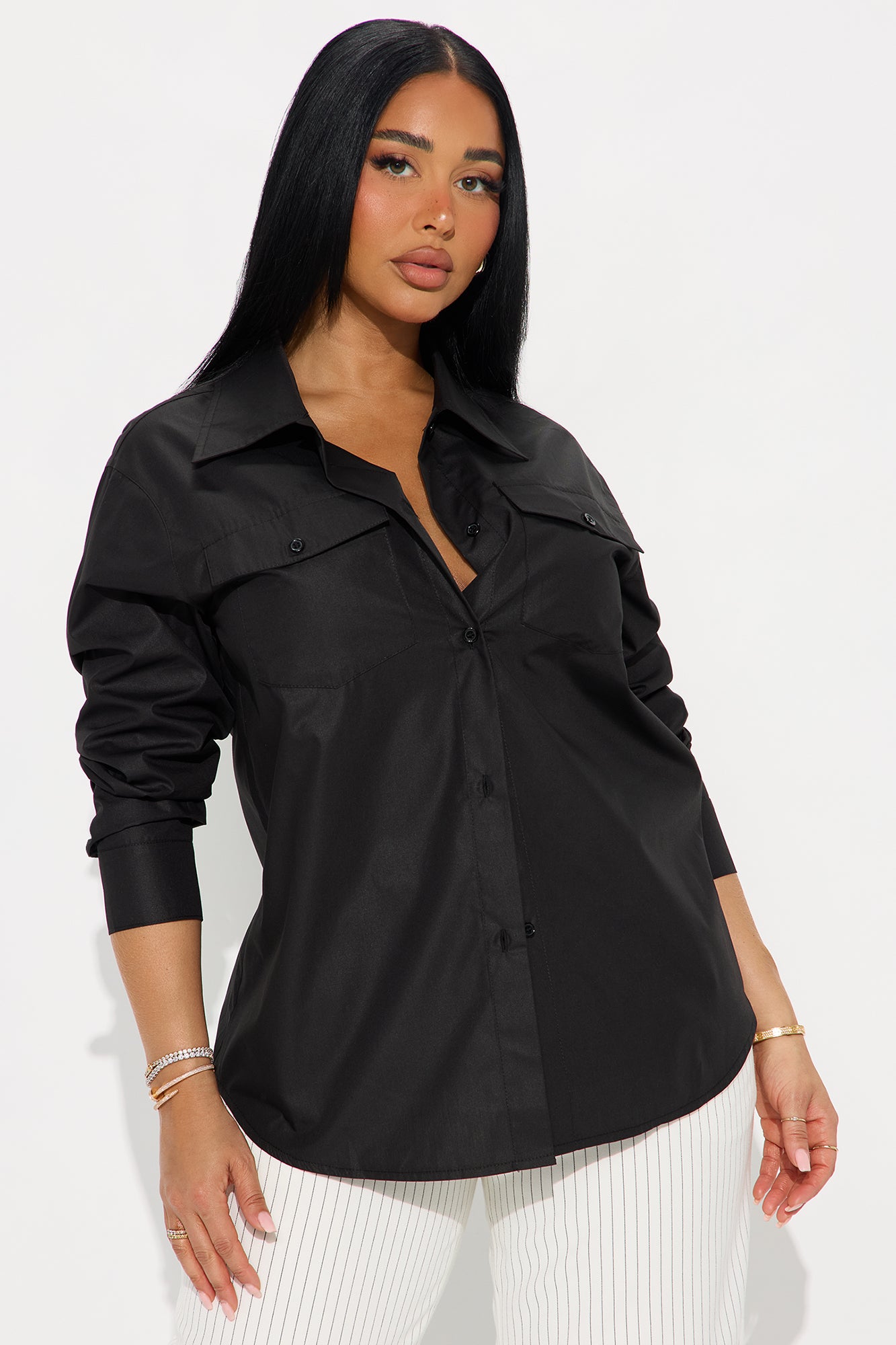 A Classic Poplin Shirt - Black - Image 3
