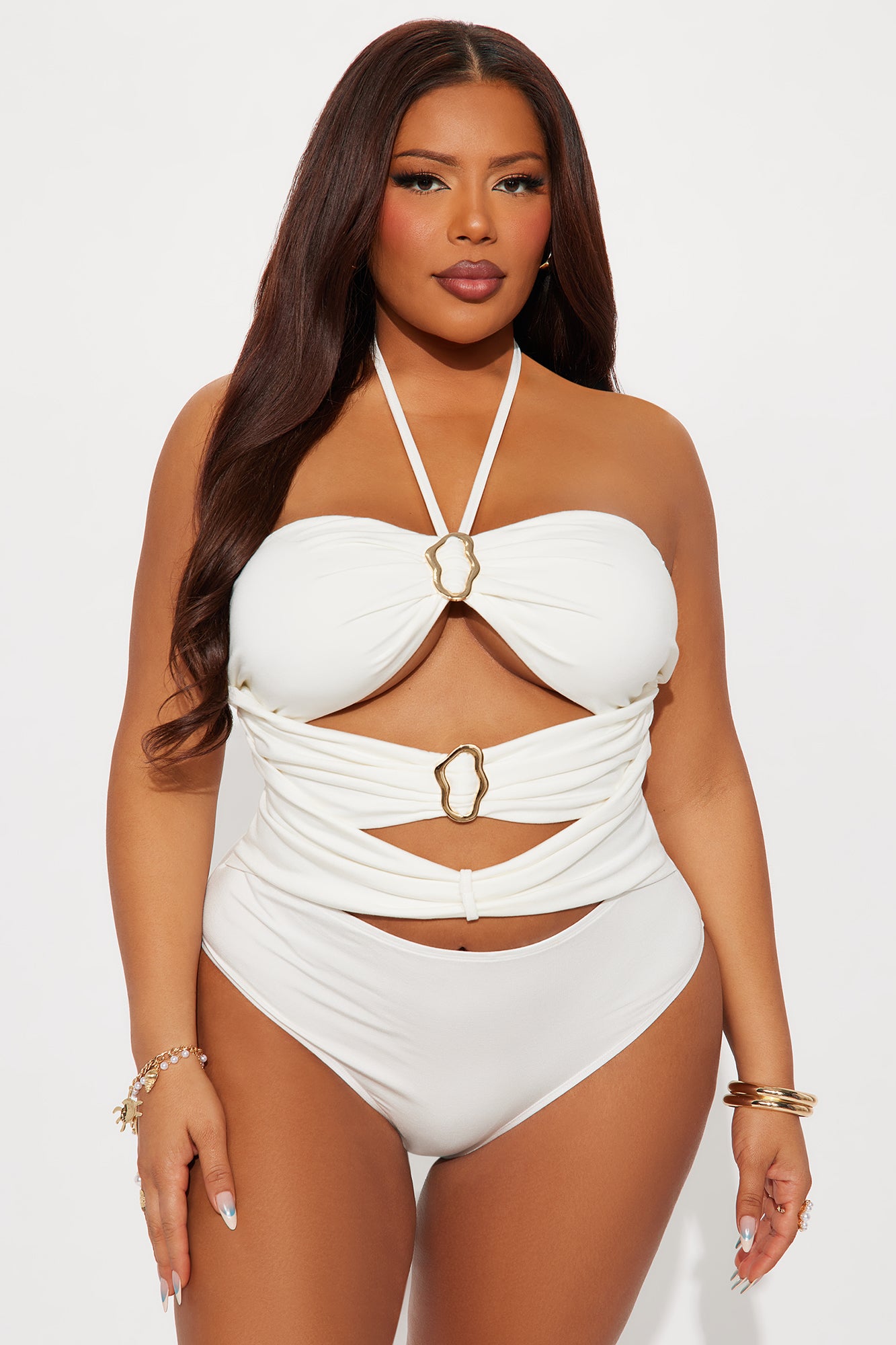 Estelle Halter Cut Out Bodysuit - Ivory - Image 5