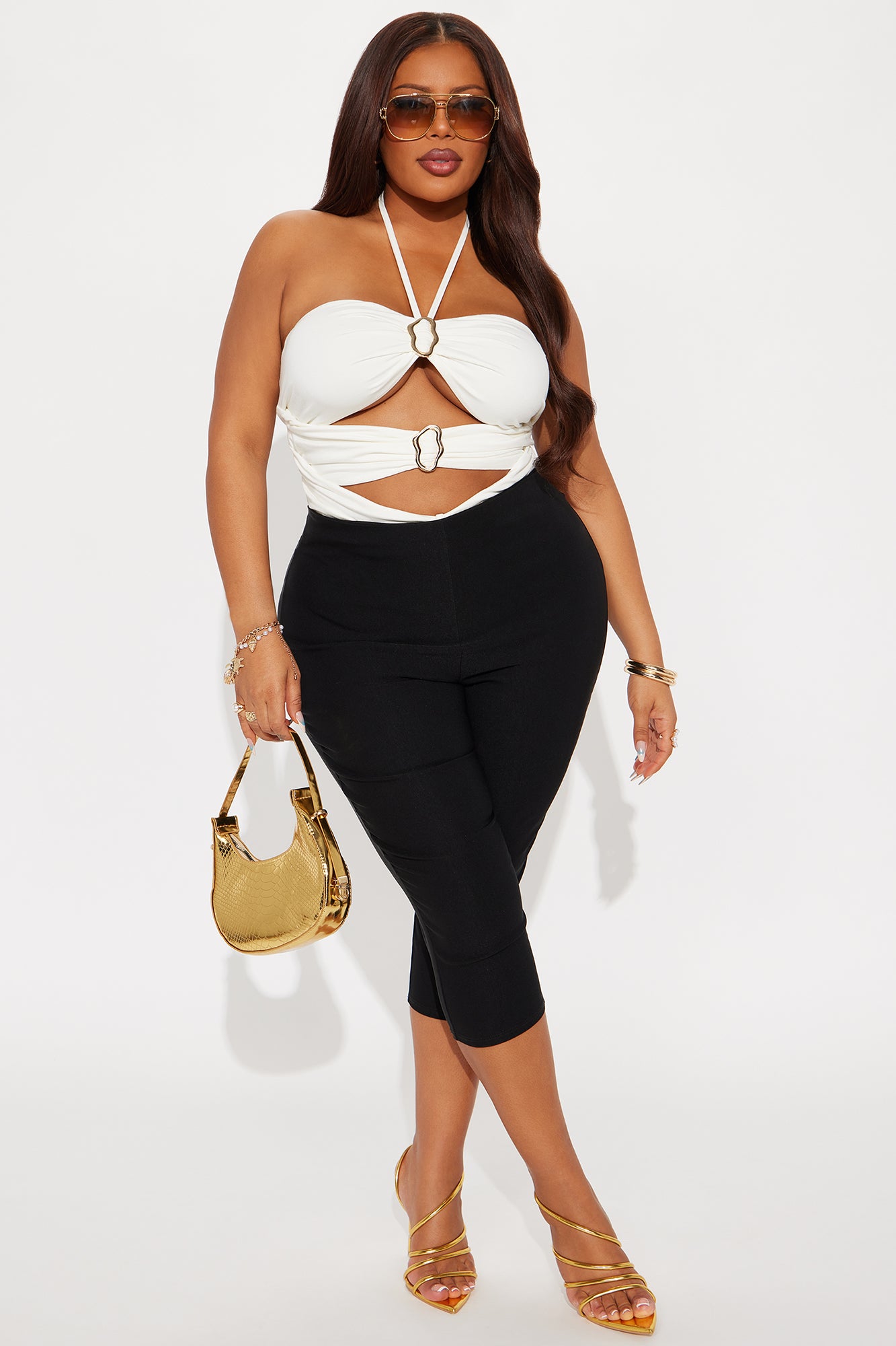Estelle Halter Cut Out Bodysuit - Ivory - Image 6