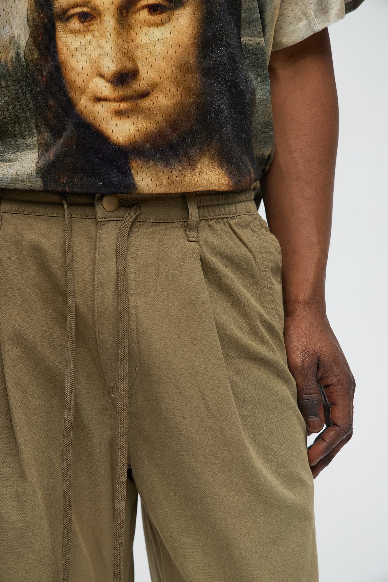 Paper Bag Baggy Pants - Olive - Image 3
