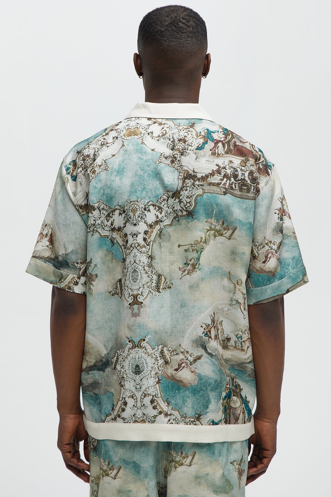 Fractured Reality Art Graphic Button Up Shirt - Multi Color - Image 3