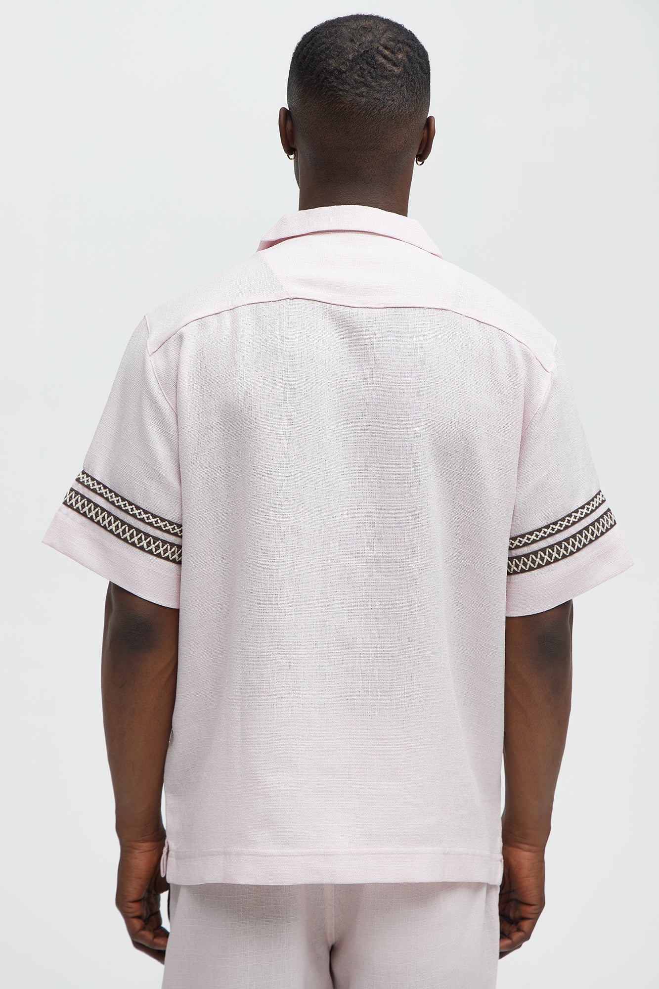 Saint Tropez Linen Like Club Cuban Button Up - Pink - Image 4