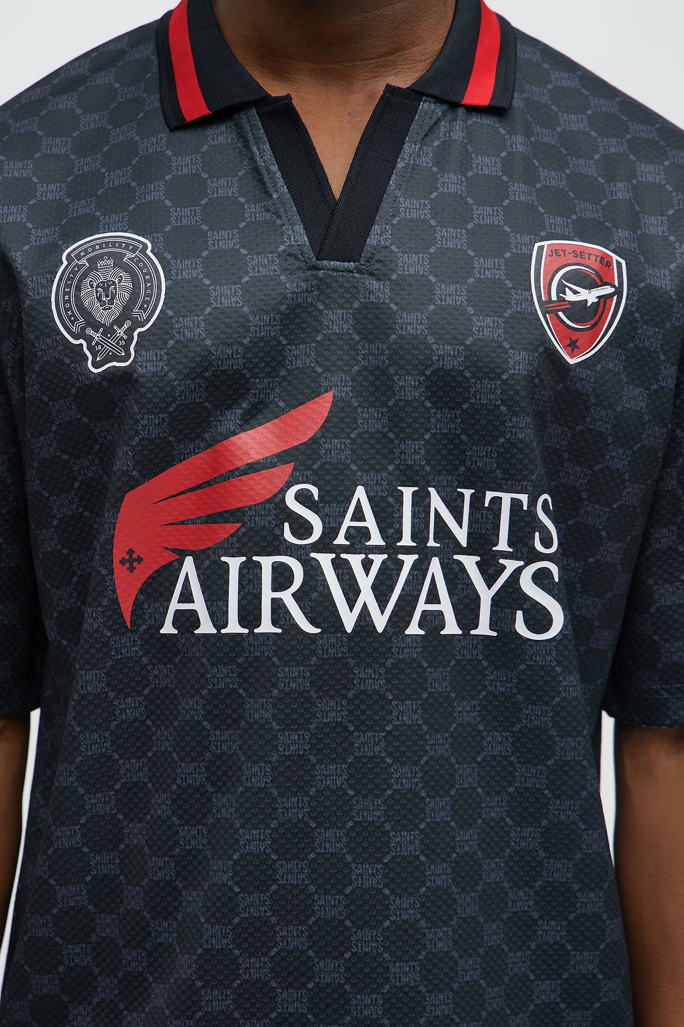 Saints Johnny Collar Soccer Jersey - Black - Image 3