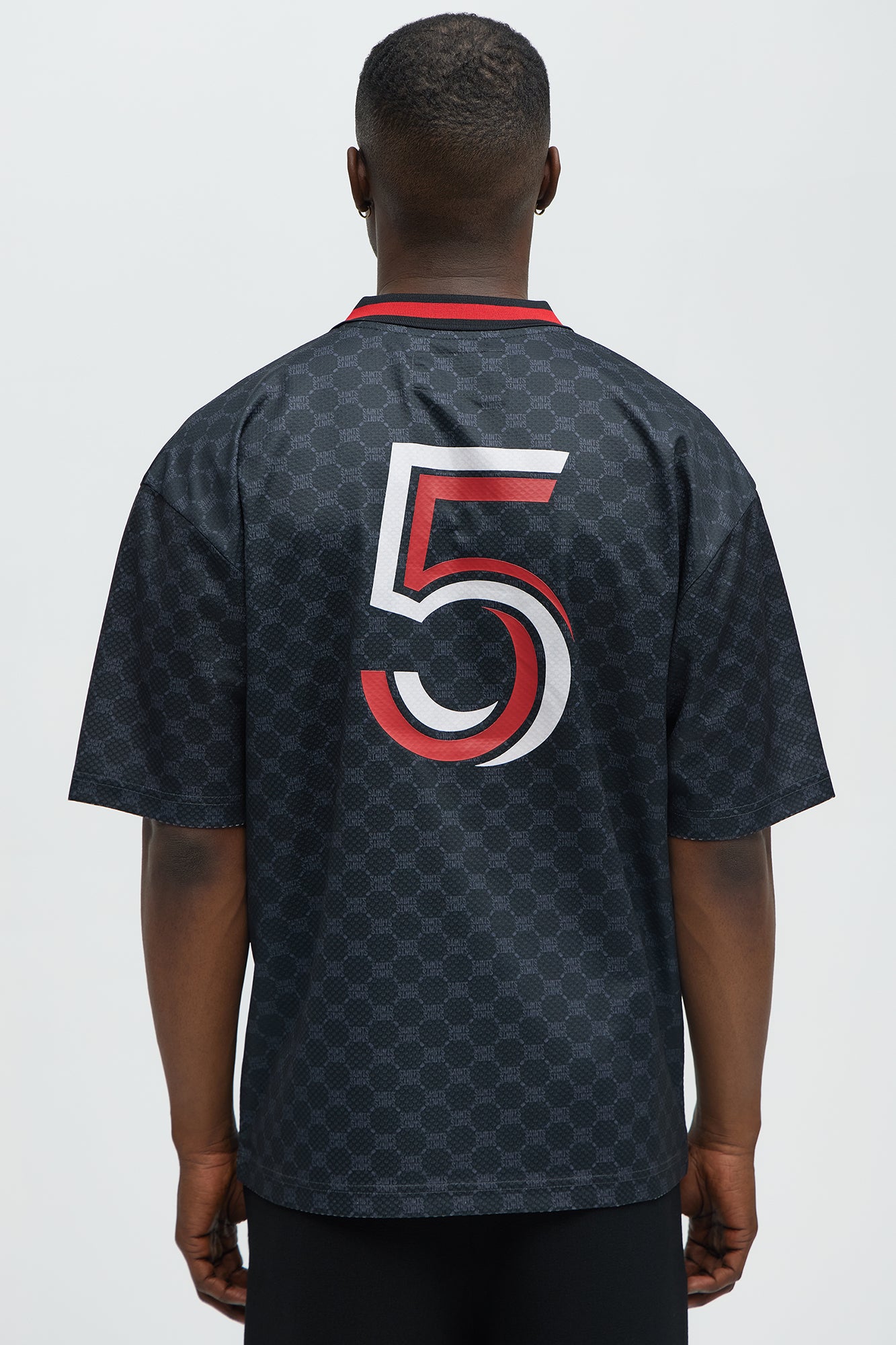 Saints Johnny Collar Soccer Jersey - Black - Image 4