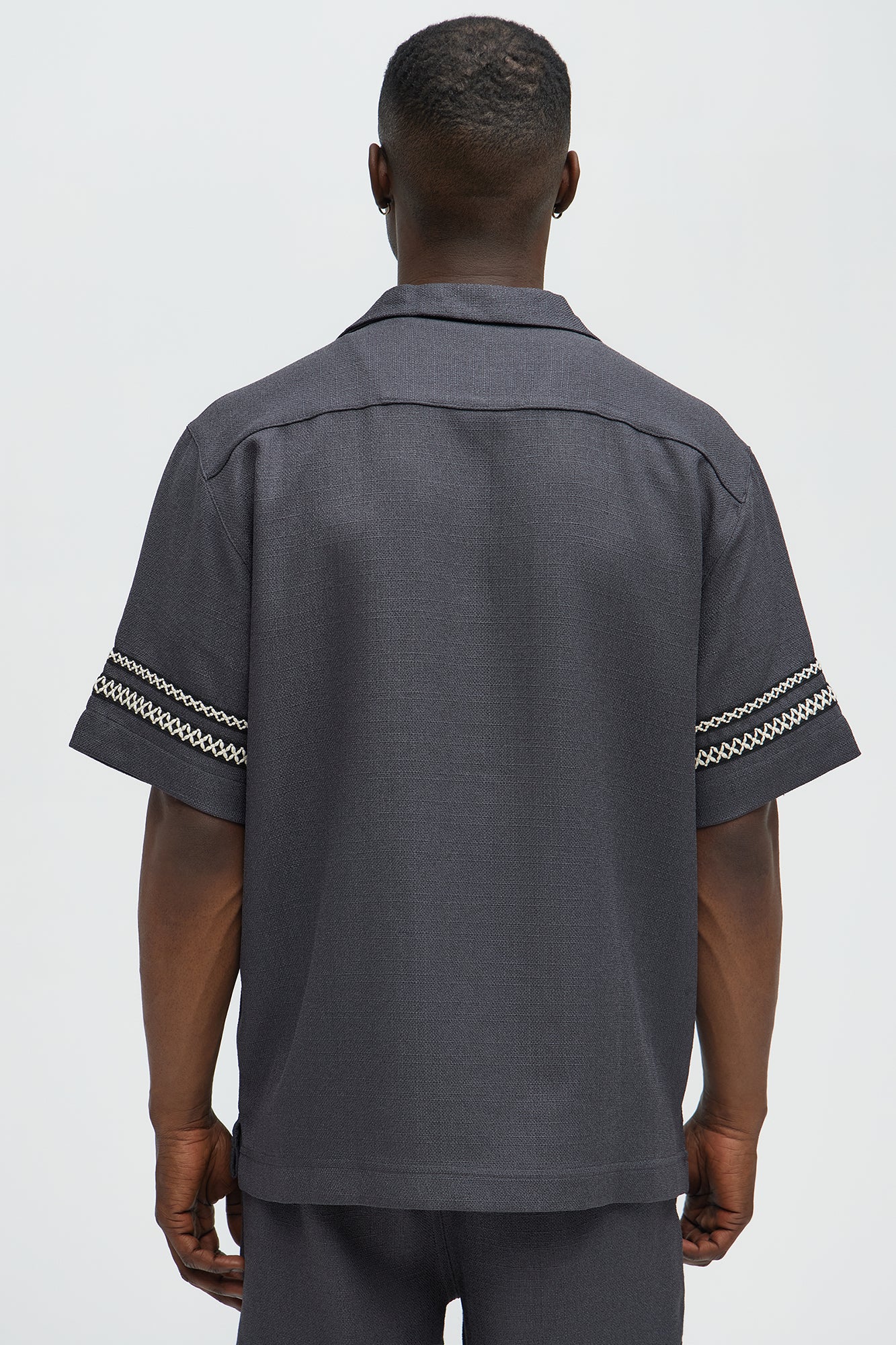 Saint Tropez Linen Like Club Cuban Button Up - Black - Image 4