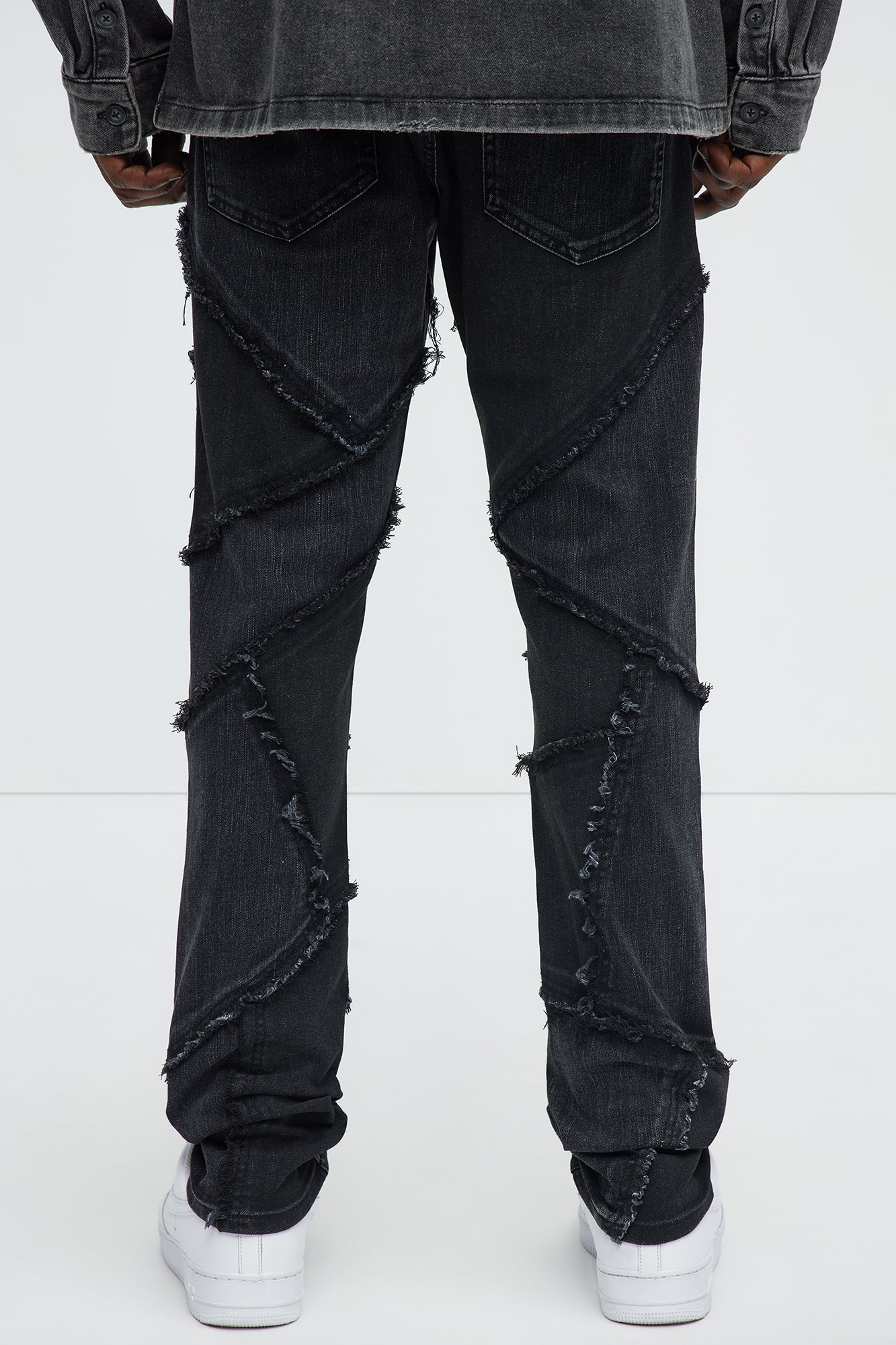 Skinny Patch It With Fray Jeans - Black Wash - Image 4