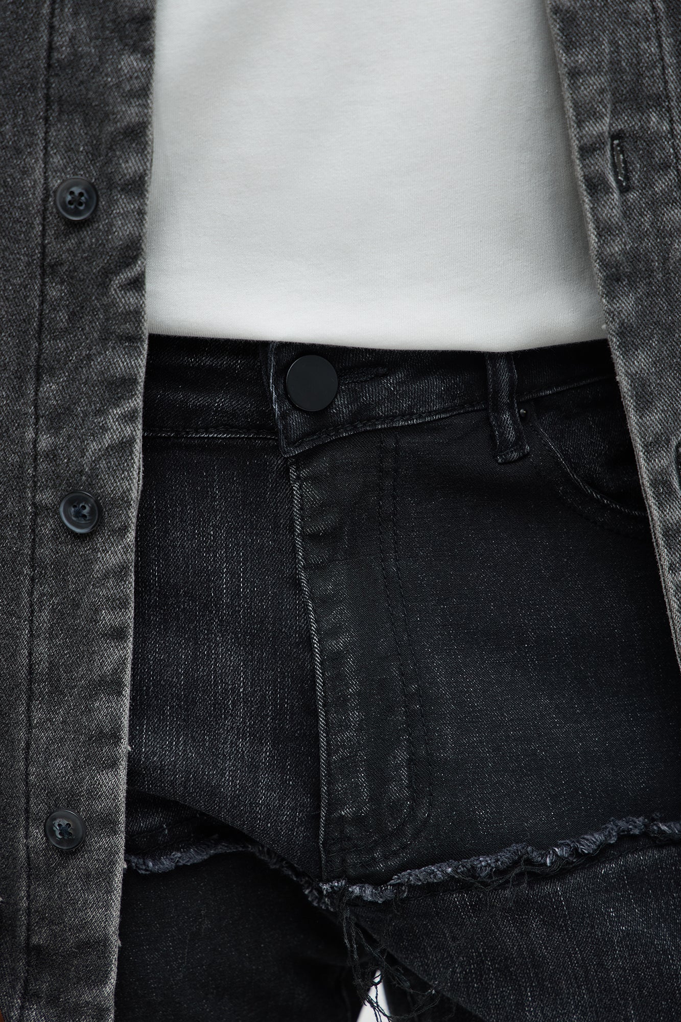 Skinny Patch It With Fray Jeans - Black Wash - Image 3