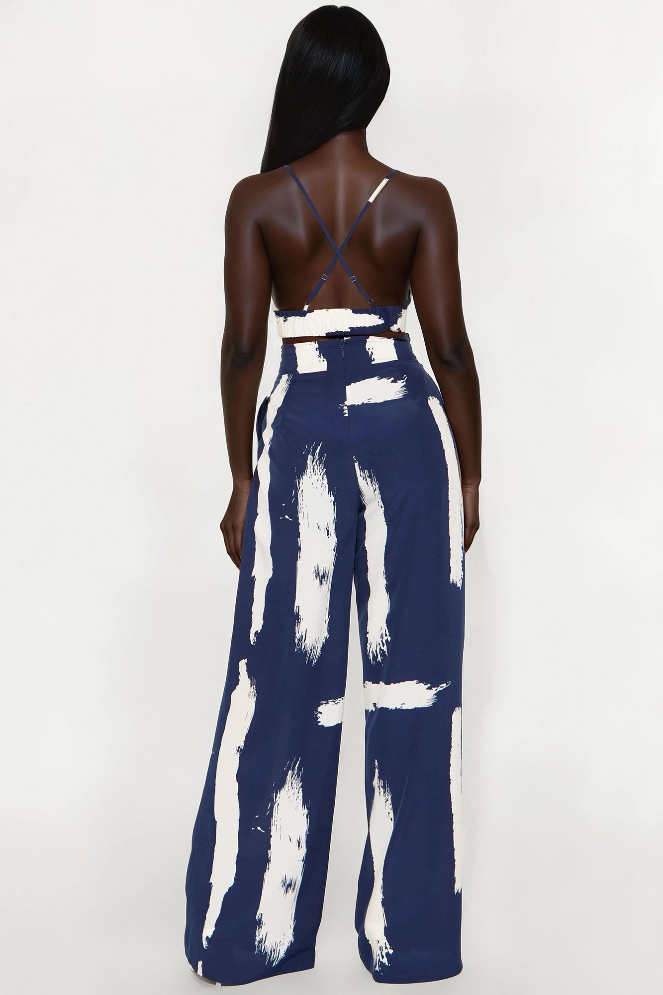 Exotic Getaway Abstract Wide Leg Pant Set - Navy/combo - Image 3