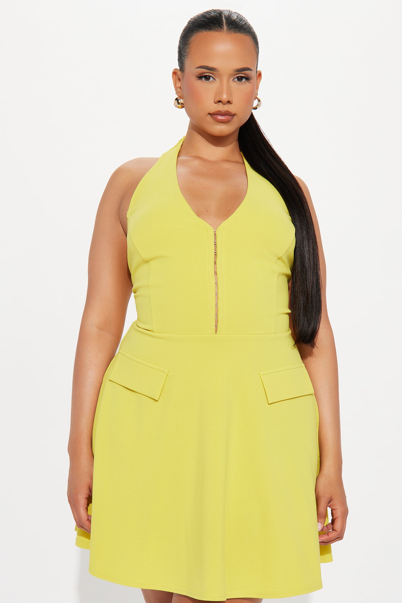 Delia Halter A Line Mini Dress - Chartreuse - Image 4