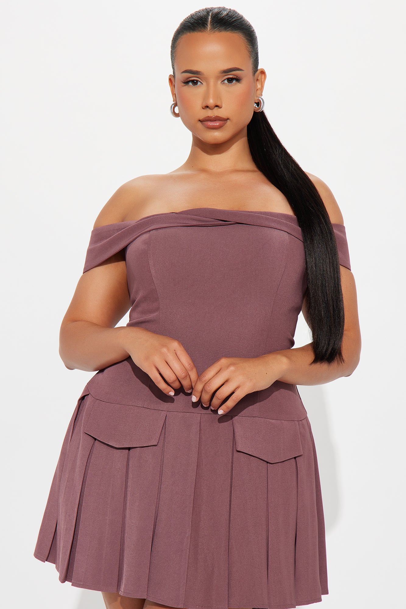 Amani Pleated Micro Mini Dress - Purple - Image 5