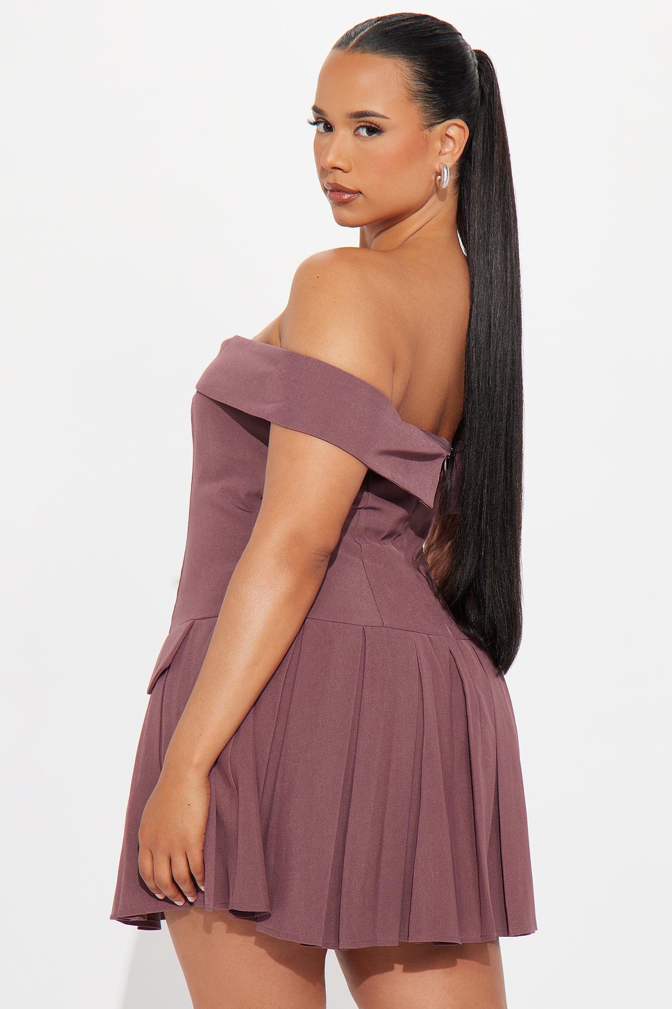 Amani Pleated Micro Mini Dress - Purple - Image 6