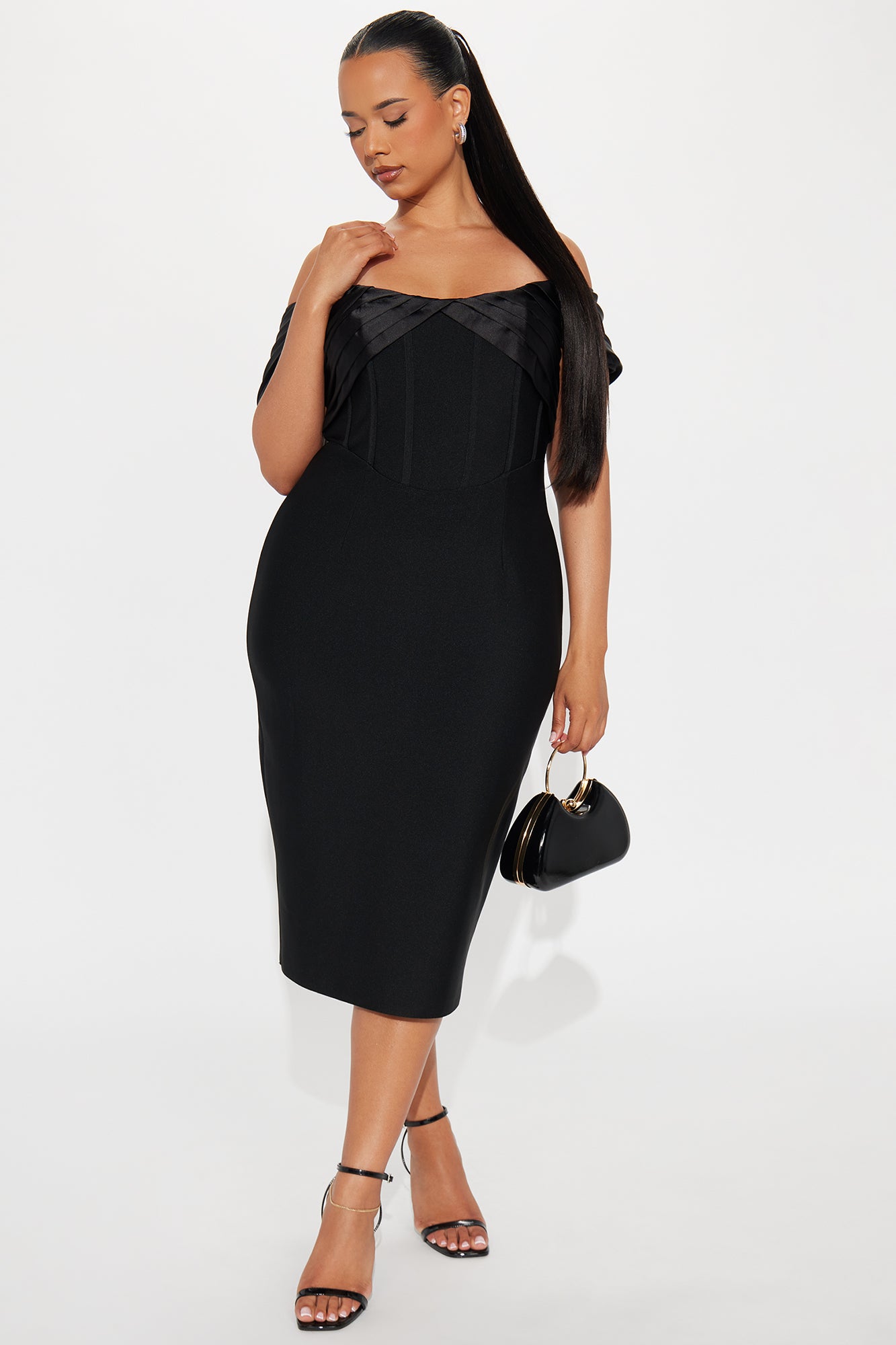 Grand Gesture Bandage Midi Dress - Black - Image 4
