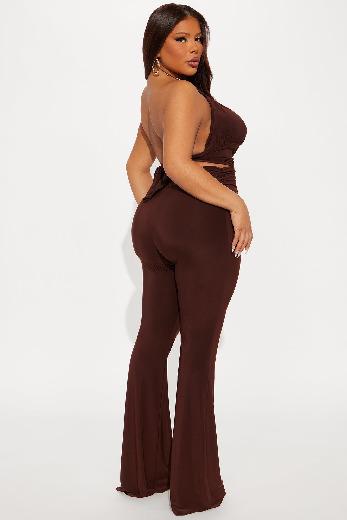 Crossing Paths Halter Jumpsuit - Chocolate - Image 7