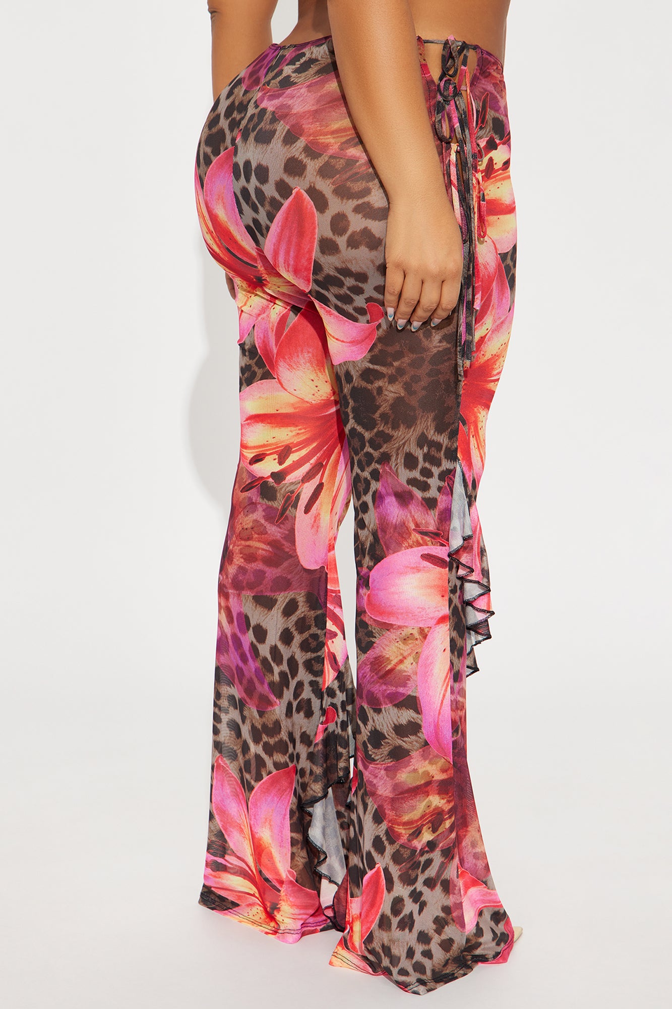 Itati Leopard Mesh Flare Pant - Brown/combo - Image 8
