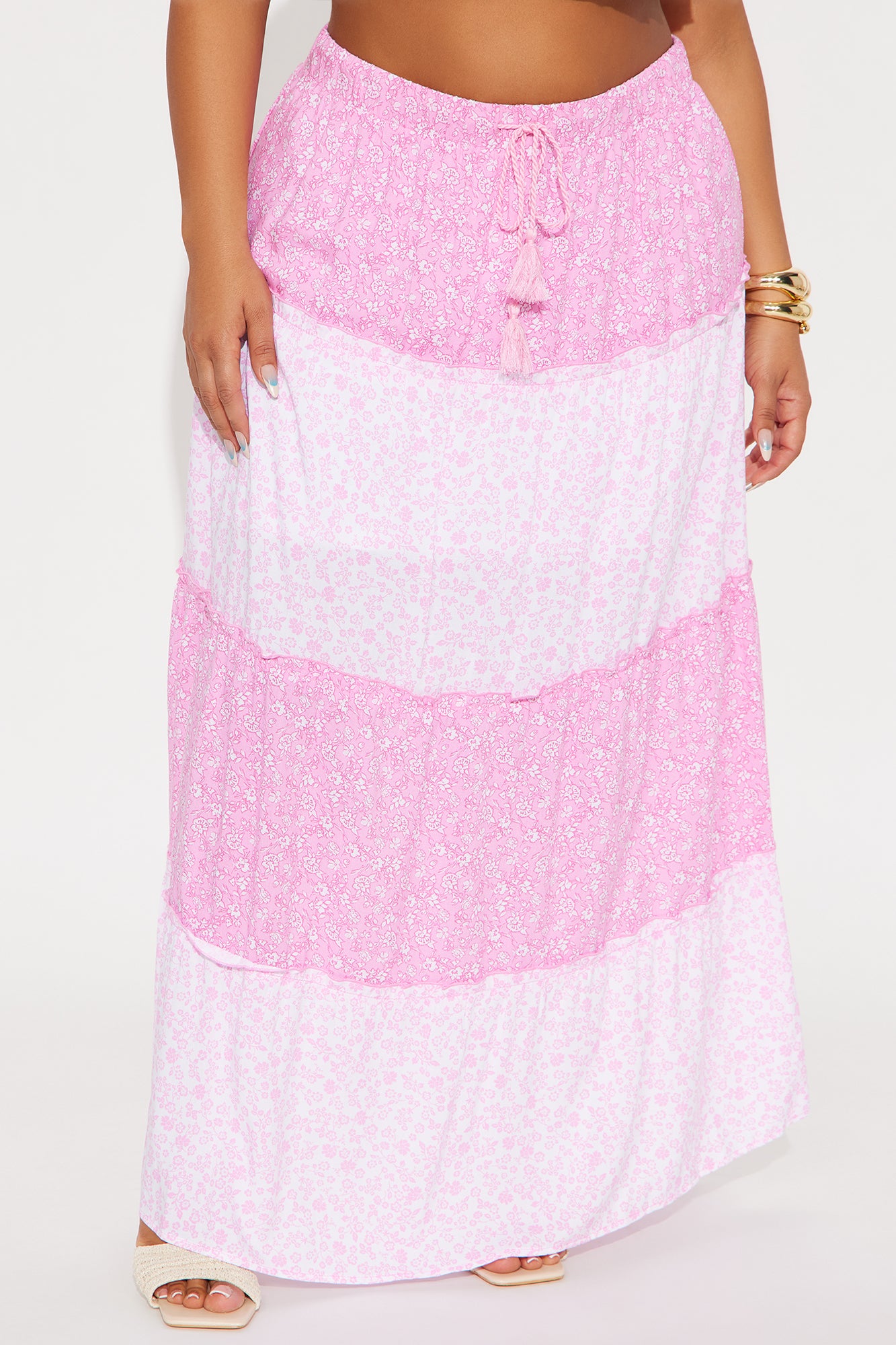 Analissa Floral Tiered Maxi Skirt - Pink/combo - Image 5