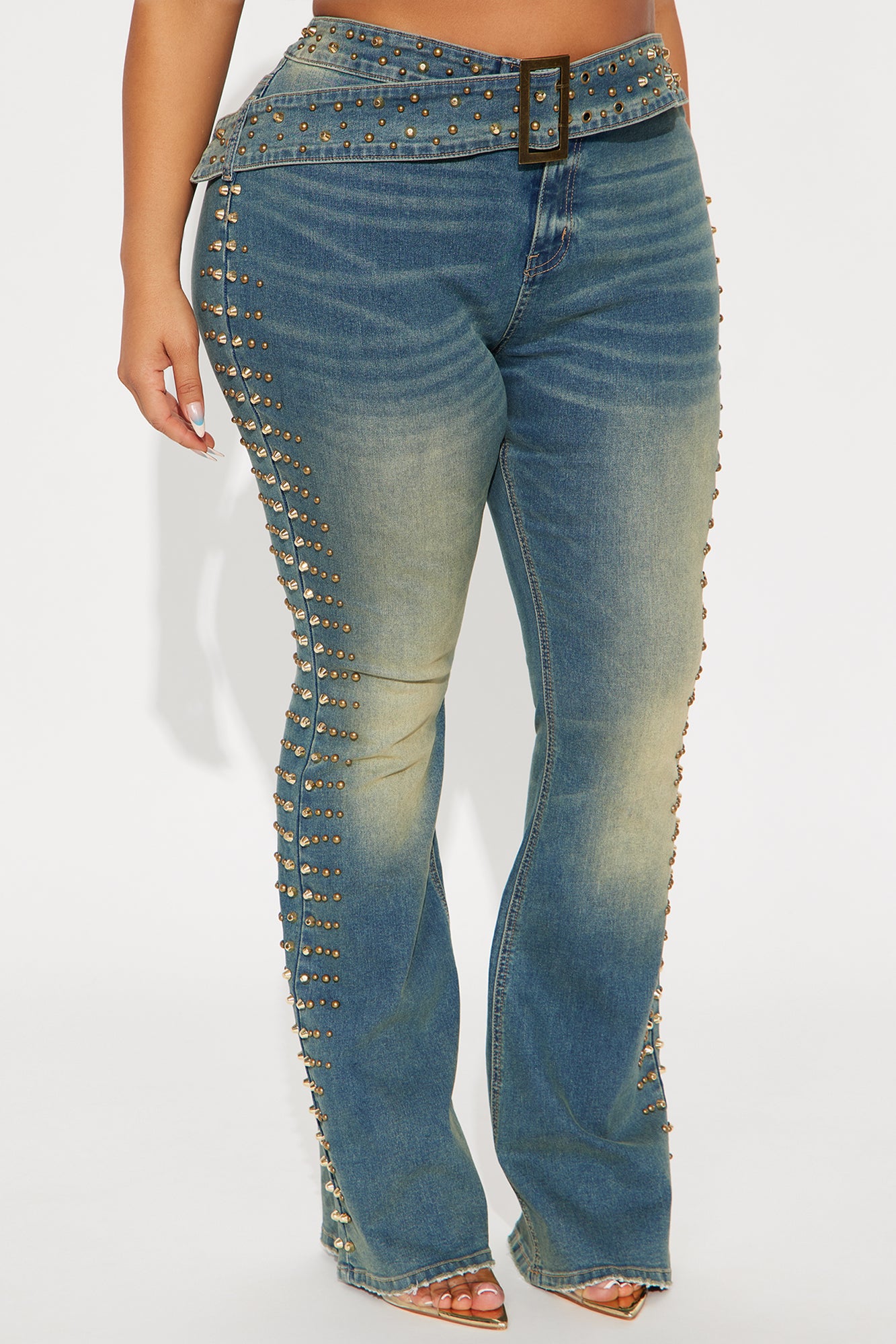Ayami Embellished Tinted Bootcut Jeans - Vintage Wash - Image 6
