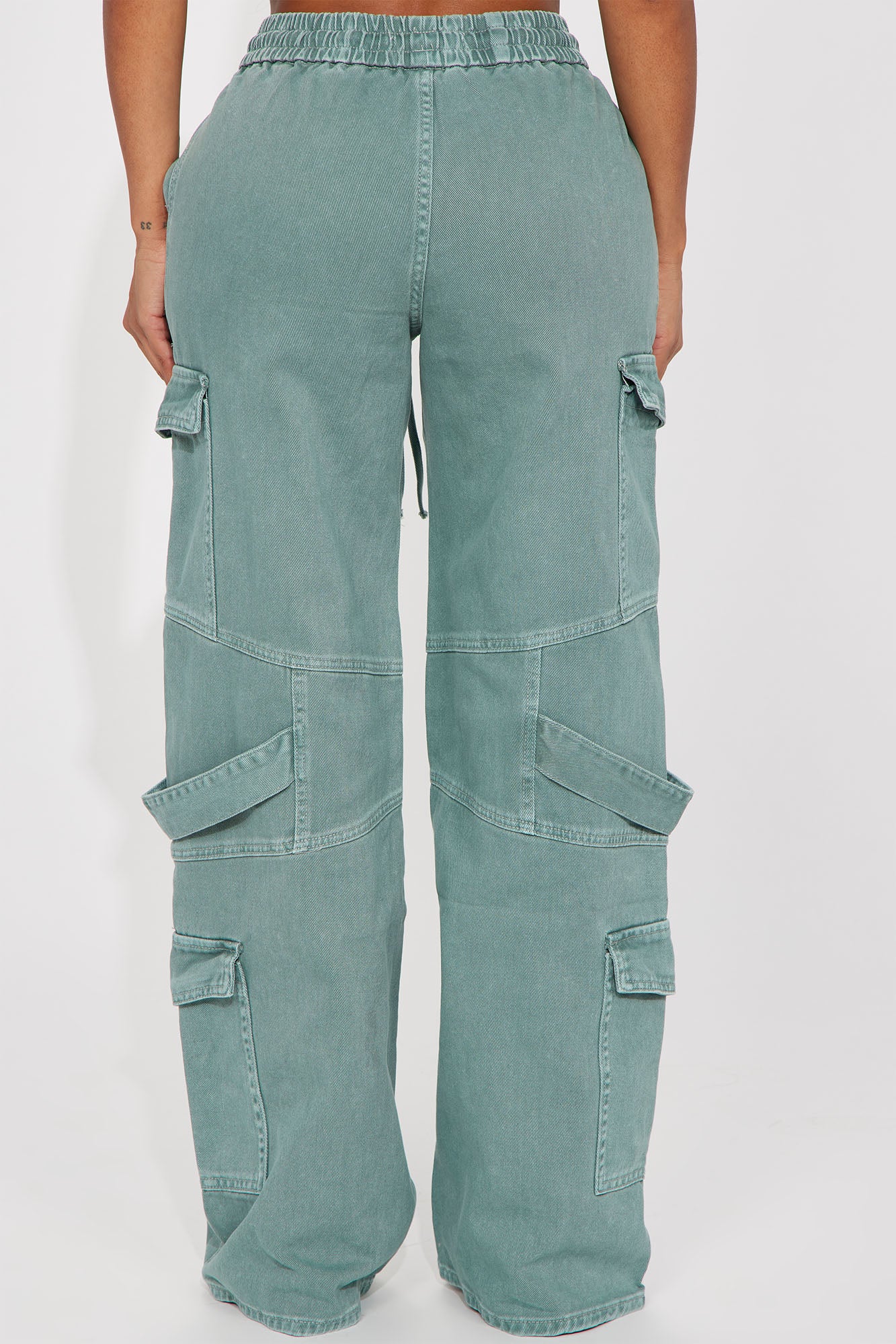 Know What To Do Non Stretch Cargo Jean - Green - Image 4